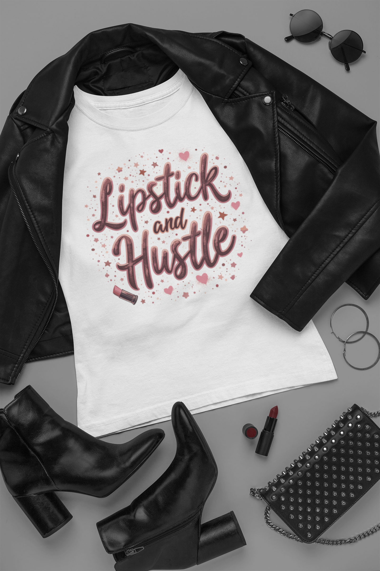 Lipstick and Hustle – Glam Boss Babe Tee