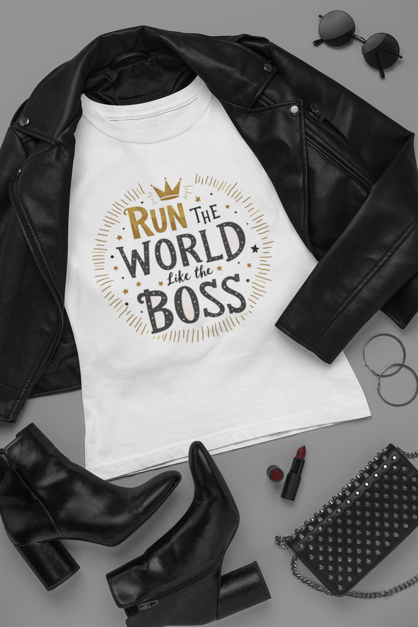 Run The World Like The Boss – Empowerment Graphic Tee for Women