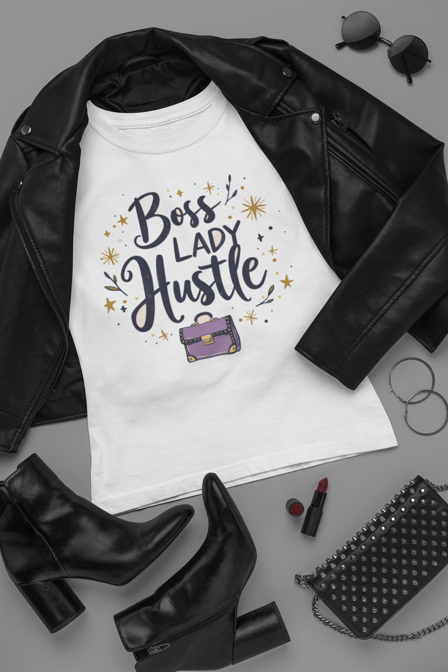 Boss Lady Hustle T-Shirt – Empowered Women’s Graphic Tee for Entrepreneurs & Girl bosses