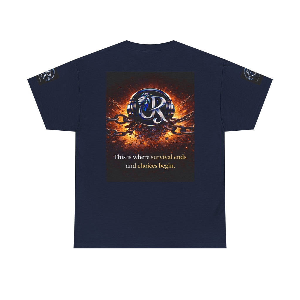Graphic Tee — 'This is where survival ends and choices begin' Emblem