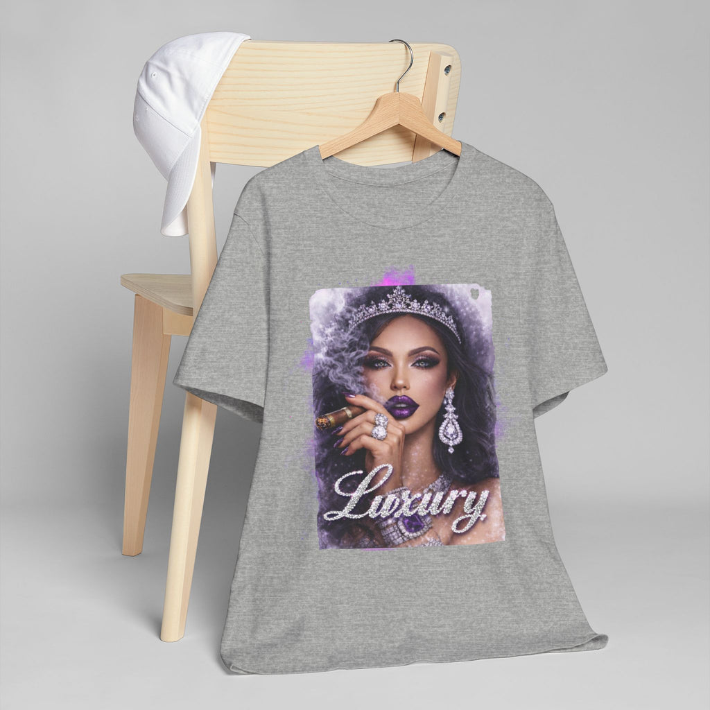 Luxury Queen T-Shirt — Glam Portrait Tee with 'Luxury' Script