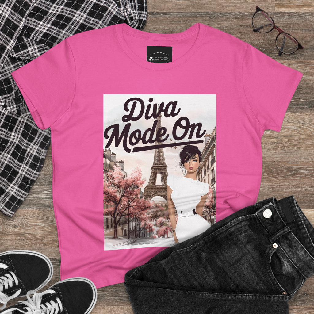 Diva Mode On Tee — Paris Chic Women's Graphic T‑Shirt