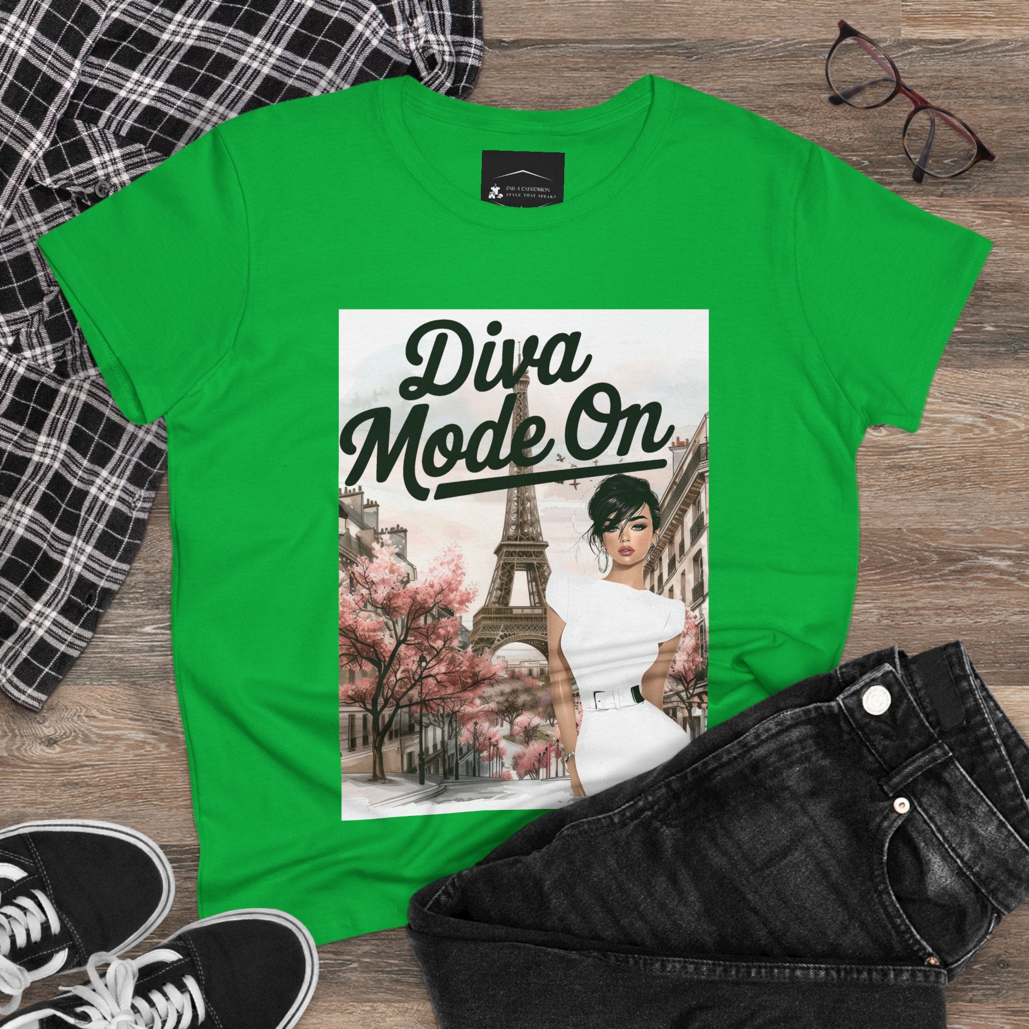 Diva Mode On Tee — Paris Chic Women's Graphic T‑Shirt