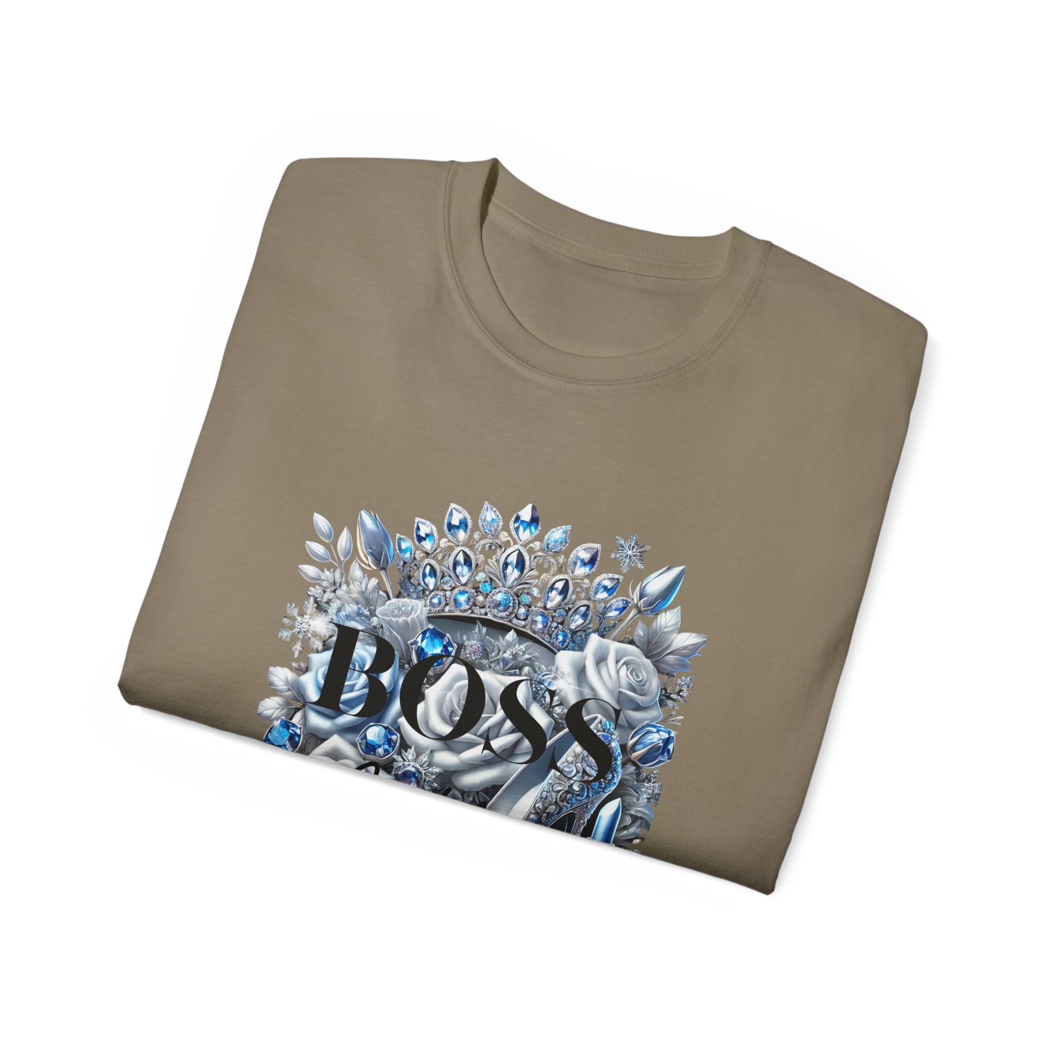 Boss Lady Tee — Women's Empowerment Graphic T‑Shirt (Crown & Roses Design)