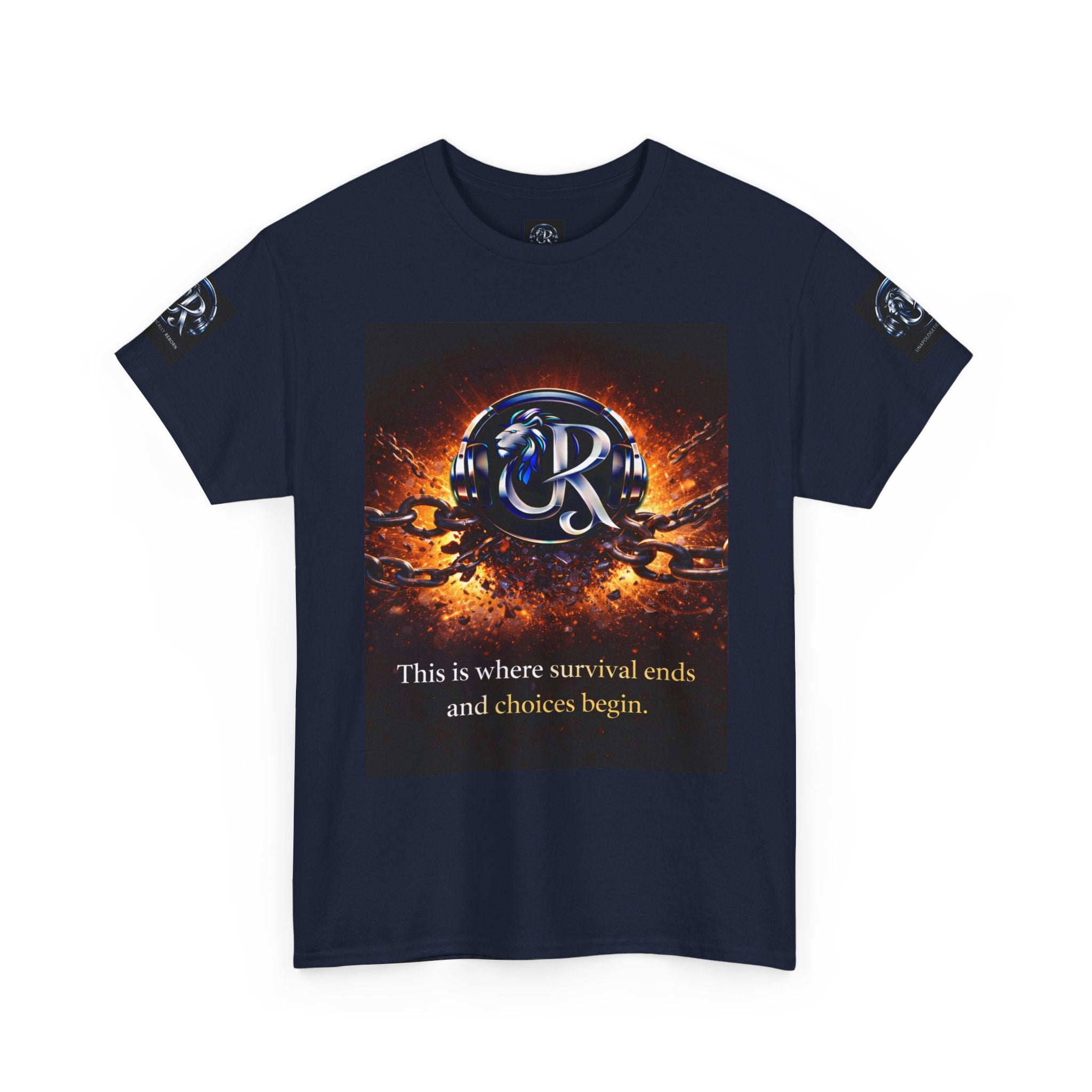 Graphic Tee — 'This is where survival ends and choices begin' Emblem