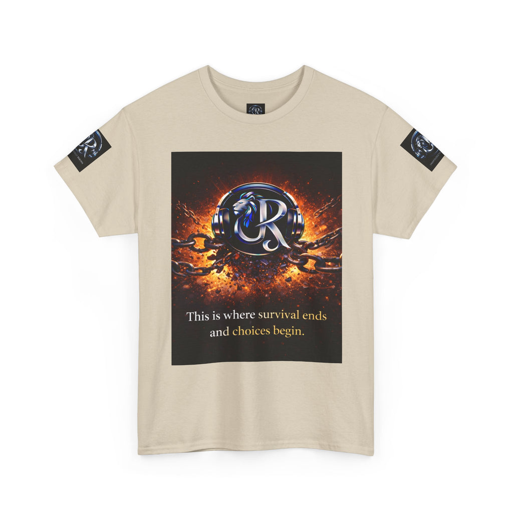 Graphic Tee — 'This is where survival ends and choices begin' Emblem