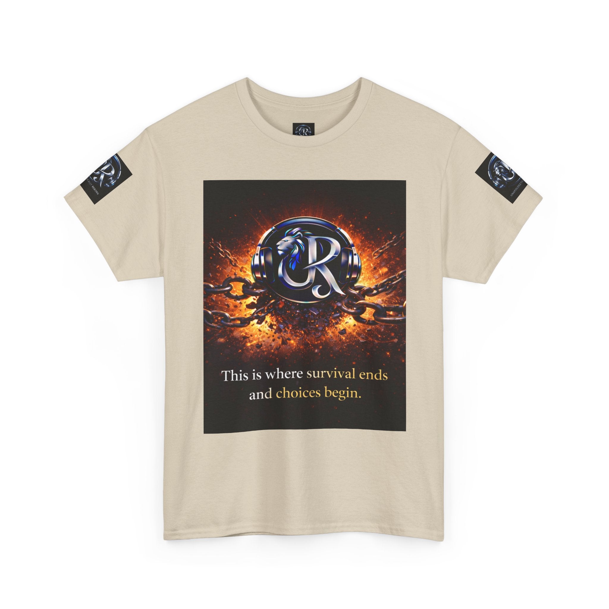 Graphic Tee — 'This is where survival ends and choices begin' Emblem