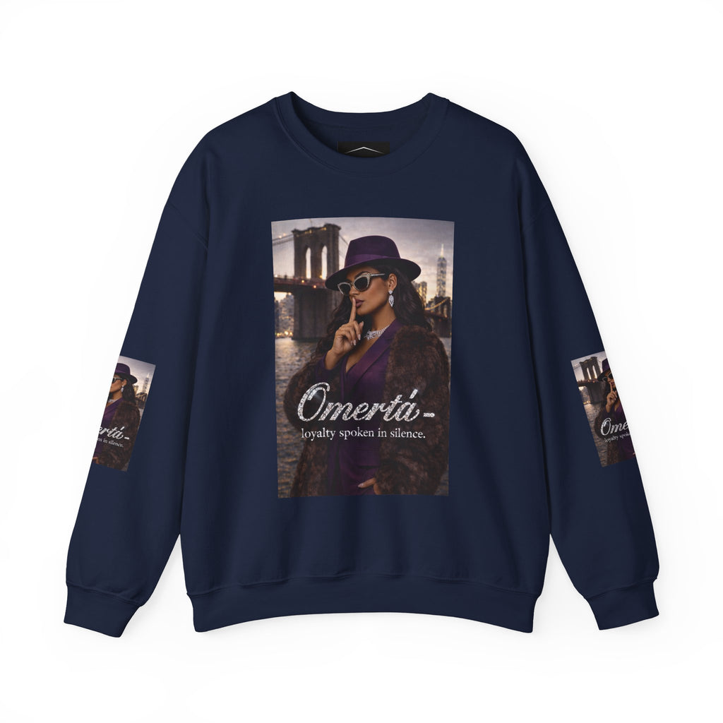 Omertà Crewneck Sweatshirt – Vintage Noir Graphic Crewneck Sale ends 02/15/26