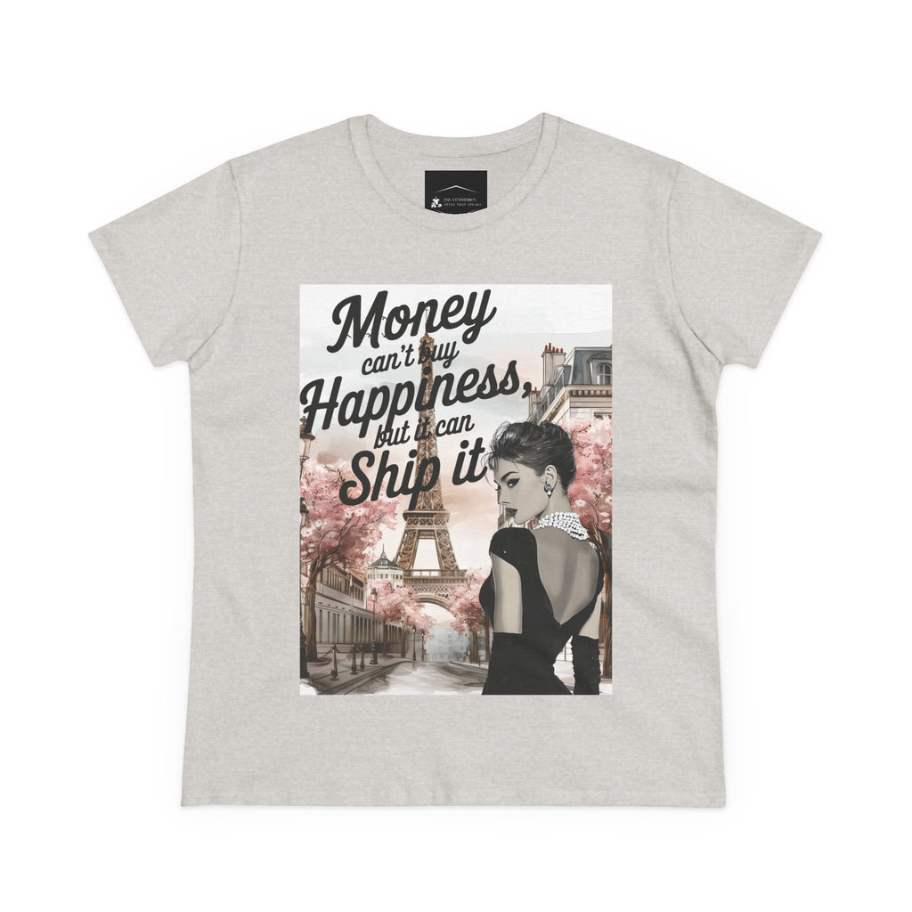 Parisian Audrey Hepburn Tee — "Money Can't Buy Happiness, But I Can Ship It" Women's T‑Shirt