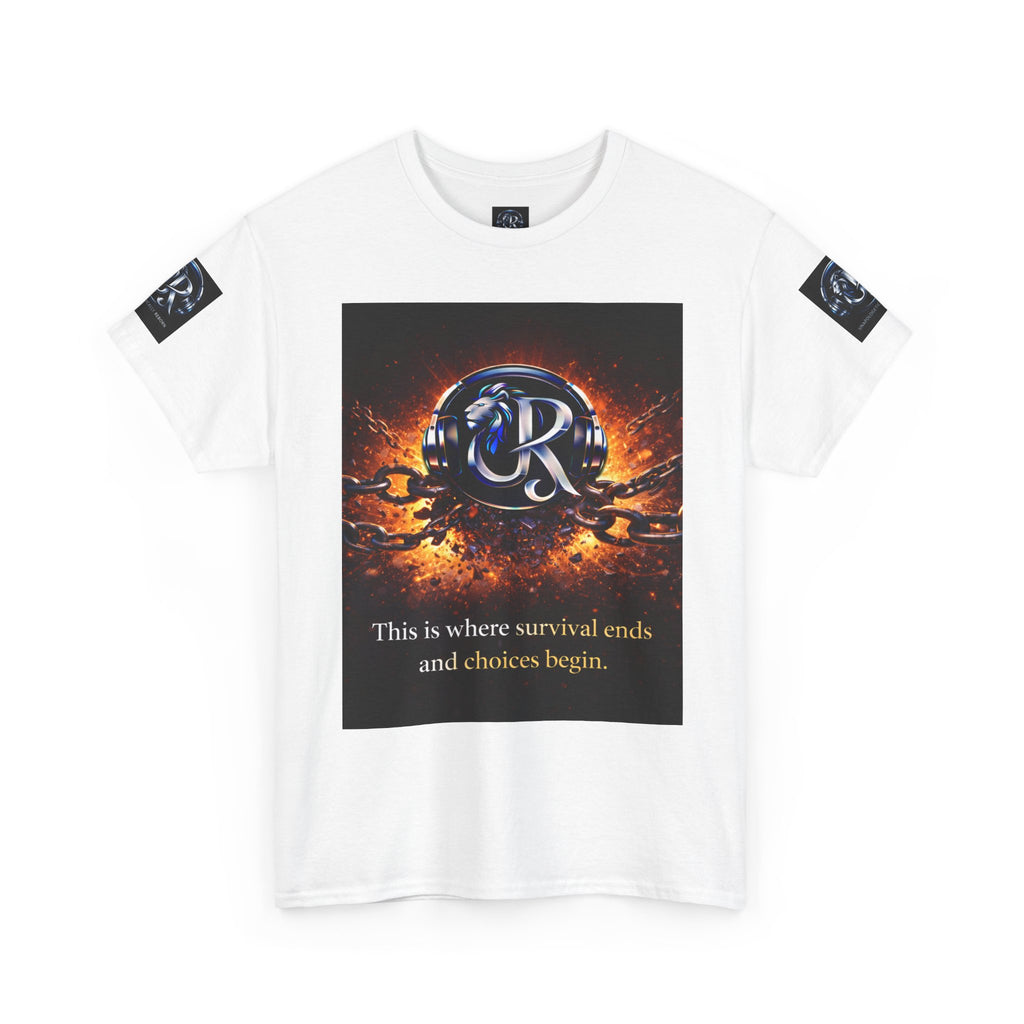 Graphic Tee — 'This is where survival ends and choices begin' Emblem