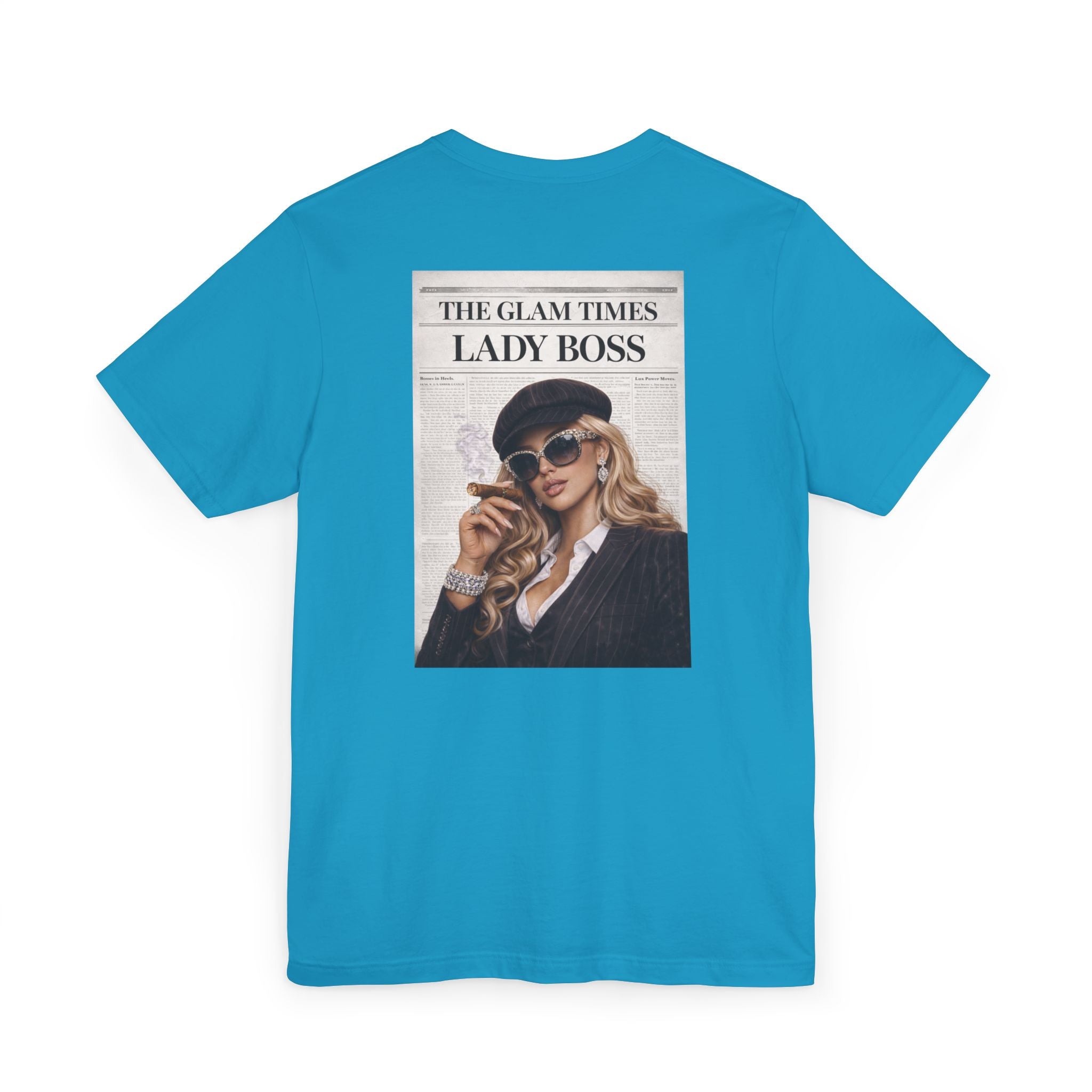 Lady Boss Graphic T-Shirt — 'The Glam Times' Vintage Newspaper Design