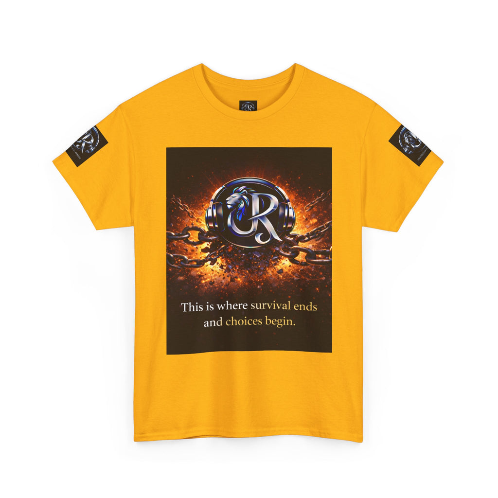 Graphic Tee — 'This is where survival ends and choices begin' Emblem