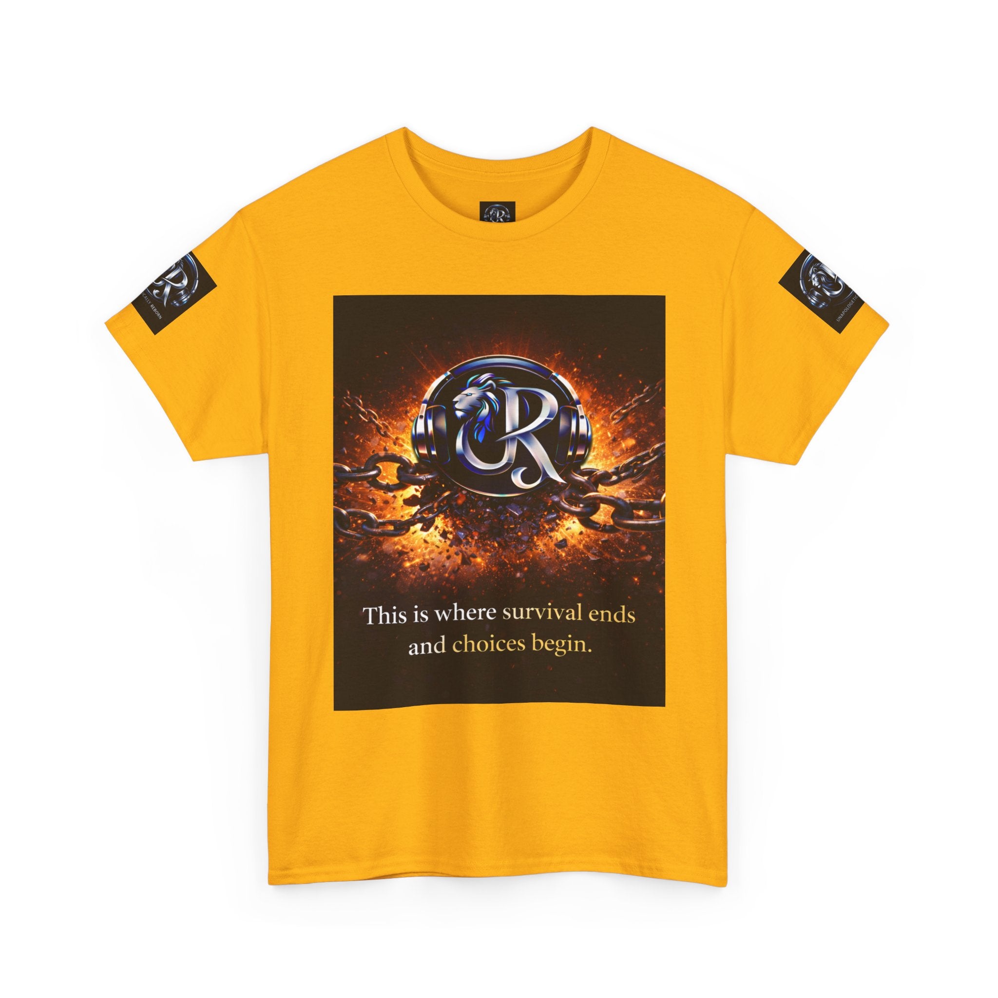 Graphic Tee — 'This is where survival ends and choices begin' Emblem