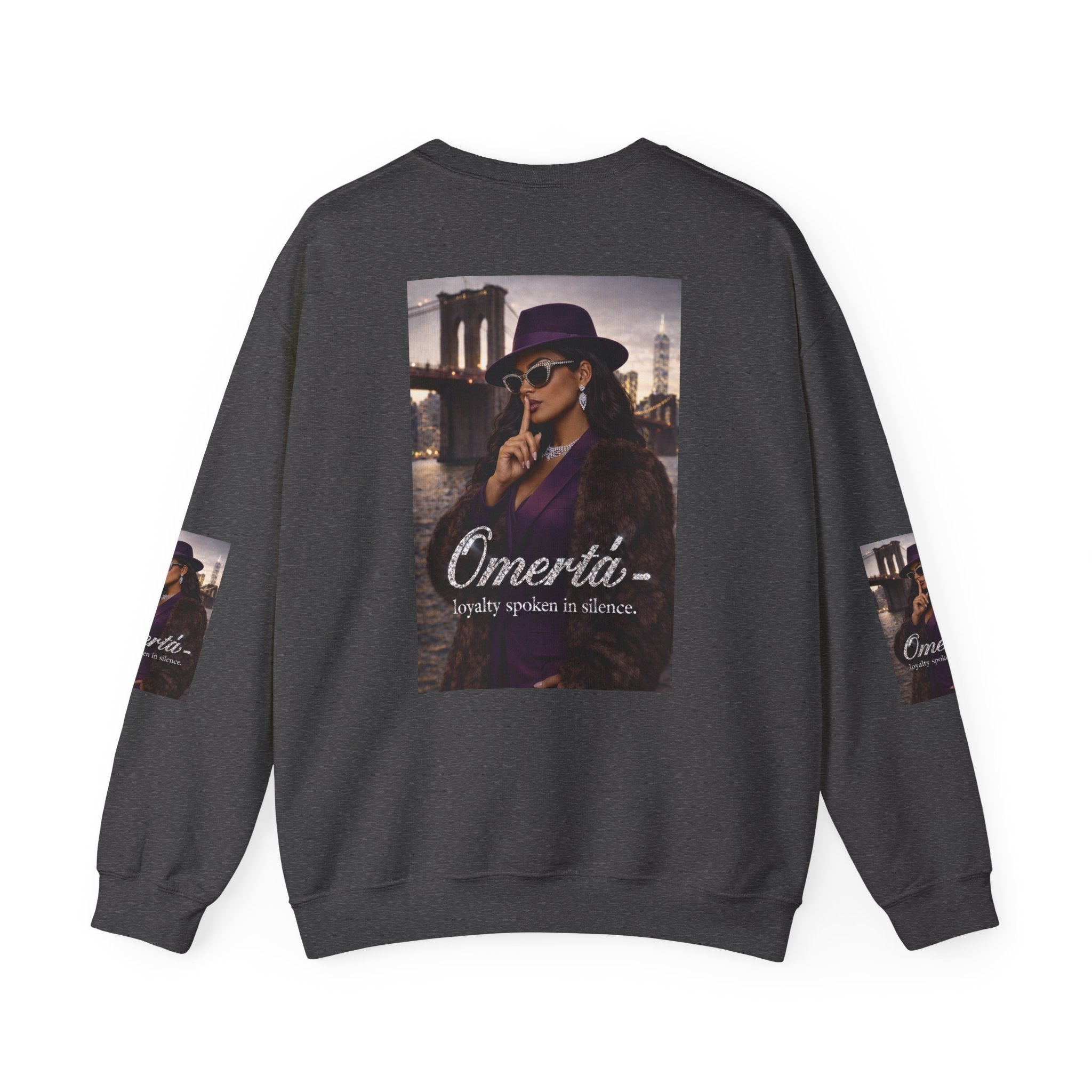 Omertà Crewneck Sweatshirt – Vintage Noir Graphic Crewneck Sale ends 02/15/26