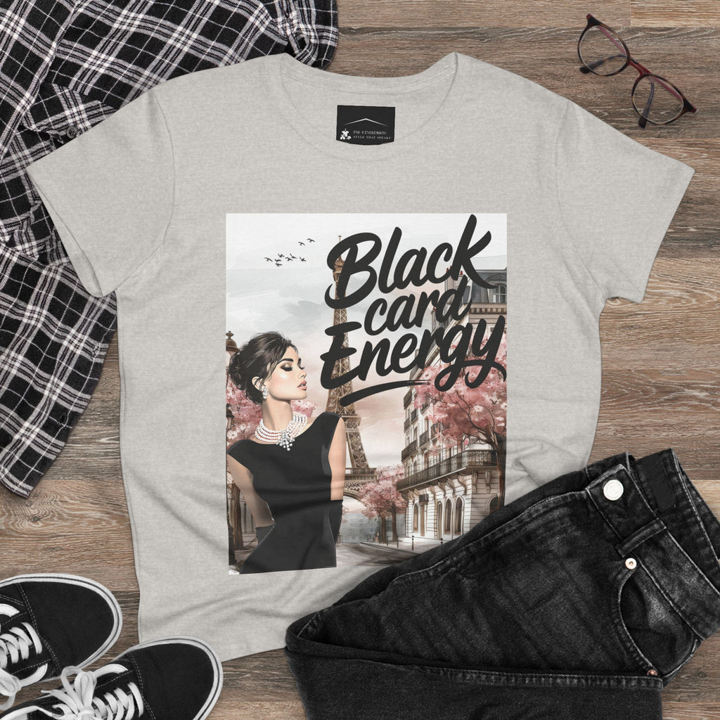 Black Card Energy Women's Tee — Vintage Glam Graphic T-Shirt