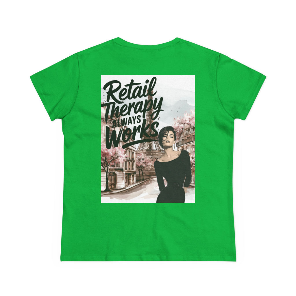 Retail Therapy T-Shirt — "Retail Therapy Always Works" Women's Graphic Tee