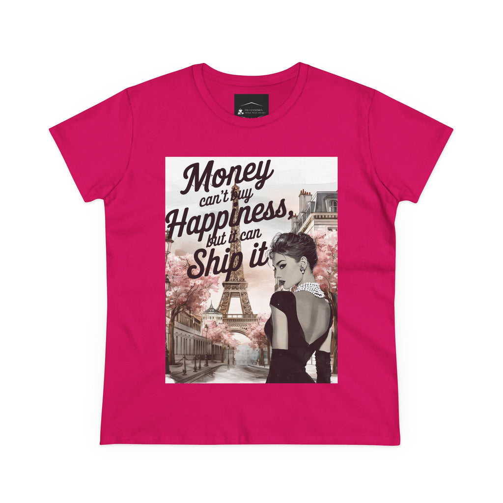 Parisian Audrey Hepburn Tee — "Money Can't Buy Happiness, But I Can Ship It" Women's T‑Shirt