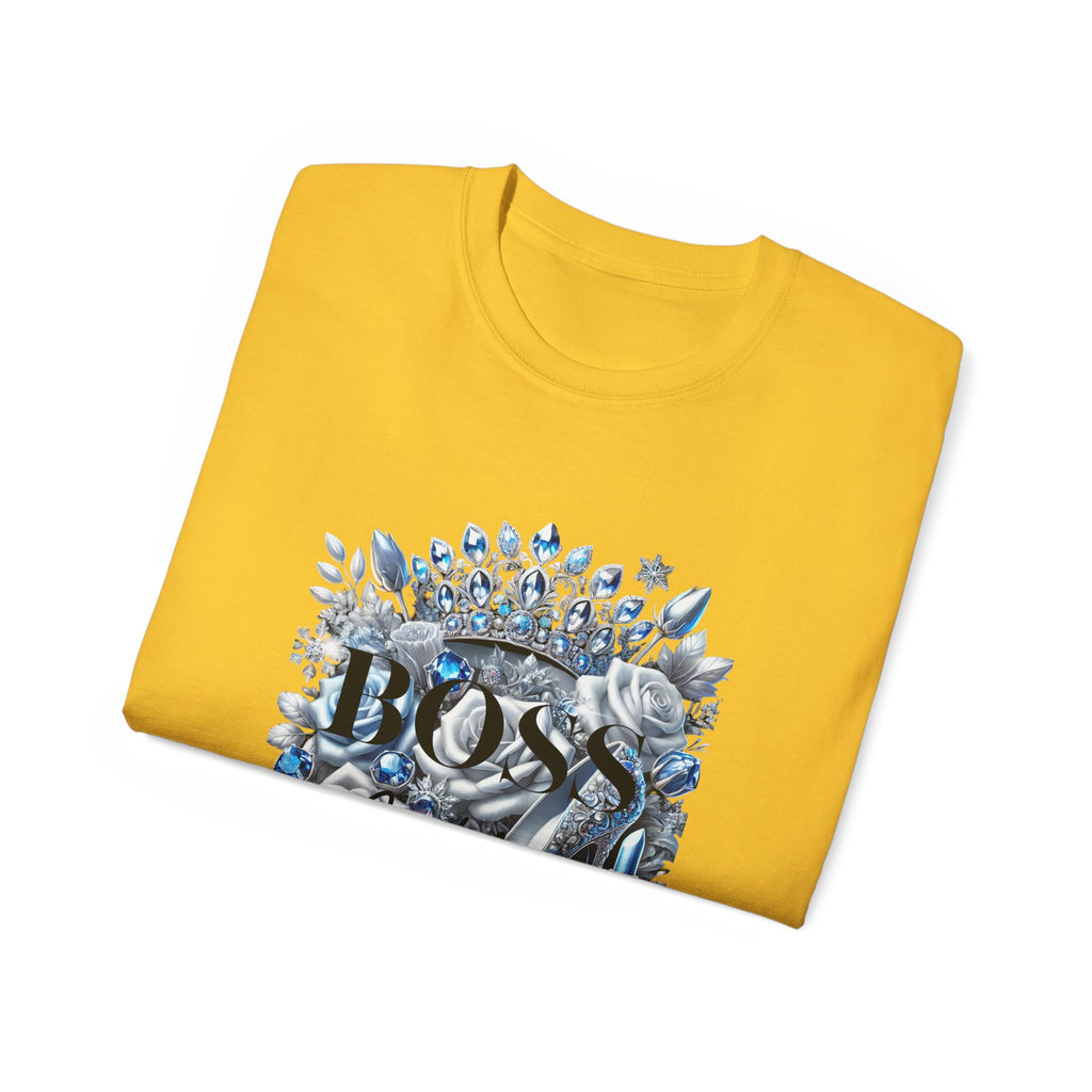Boss Lady Tee — Women's Empowerment Graphic T‑Shirt (Crown & Roses Design)