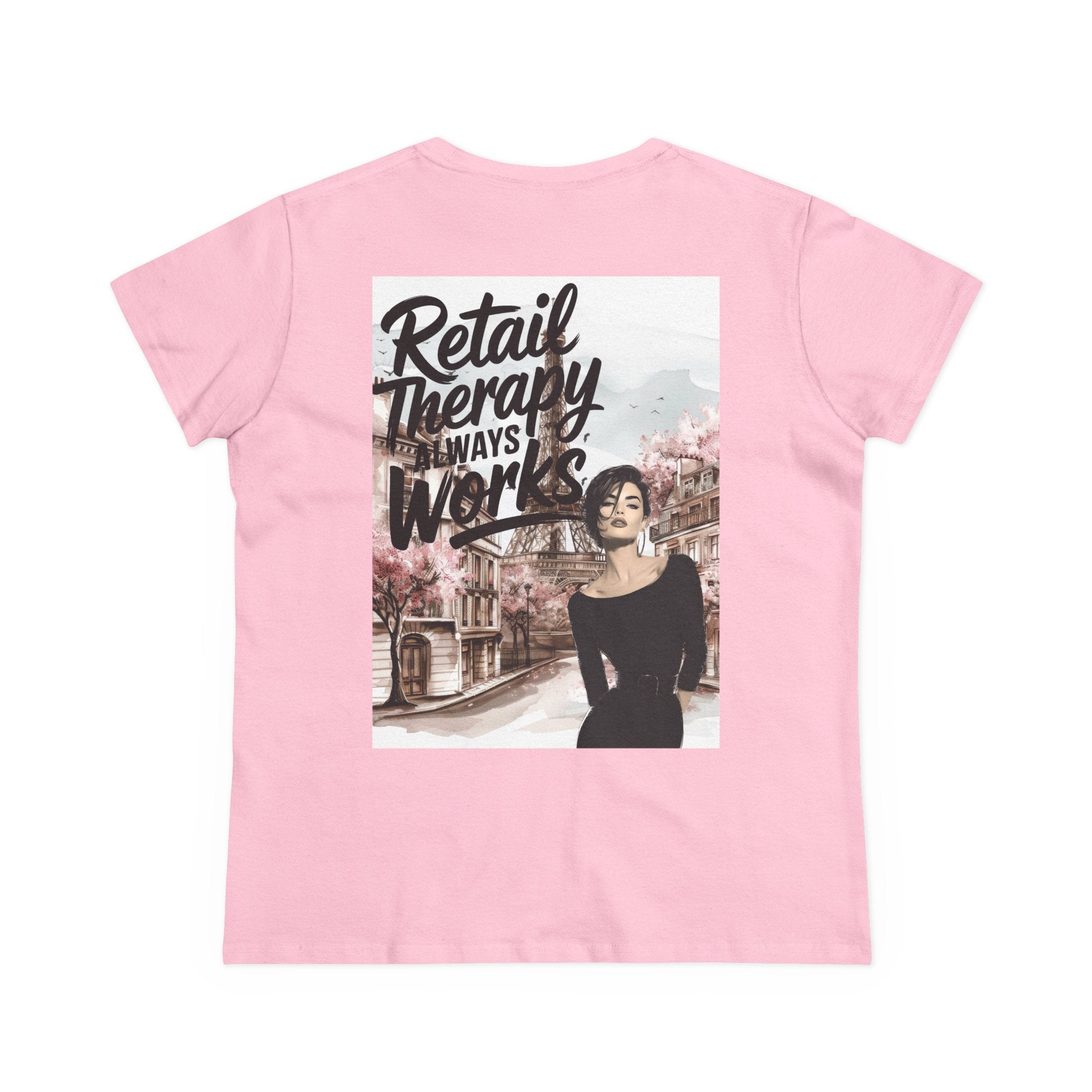 Retail Therapy T-Shirt — "Retail Therapy Always Works" Women's Graphic Tee