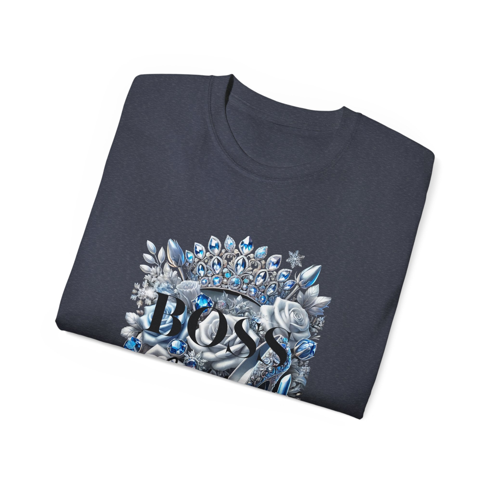 Boss Lady Tee — Women's Empowerment Graphic T‑Shirt (Crown & Roses Design)