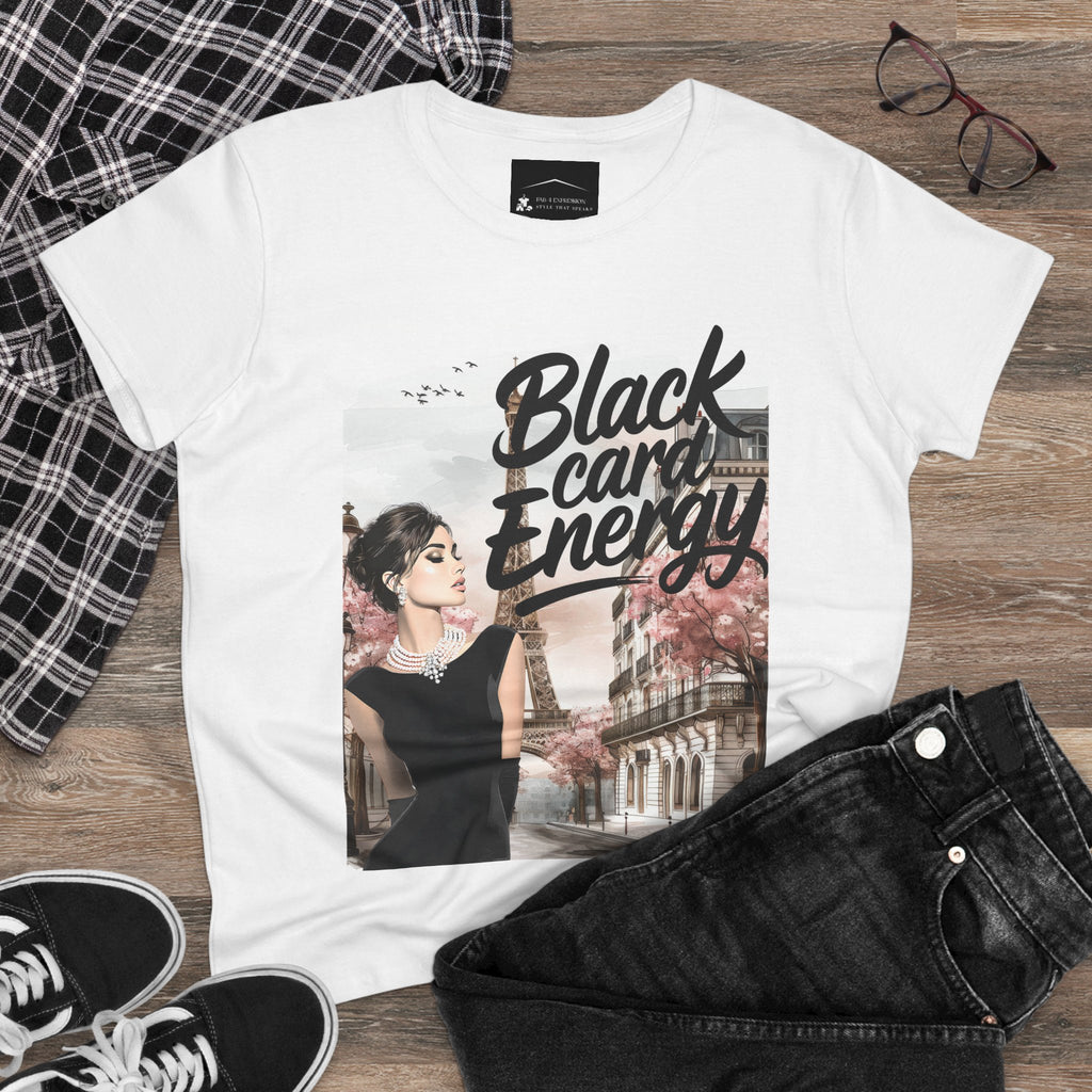 Black Card Energy Women's Tee — Vintage Glam Graphic T-Shirt