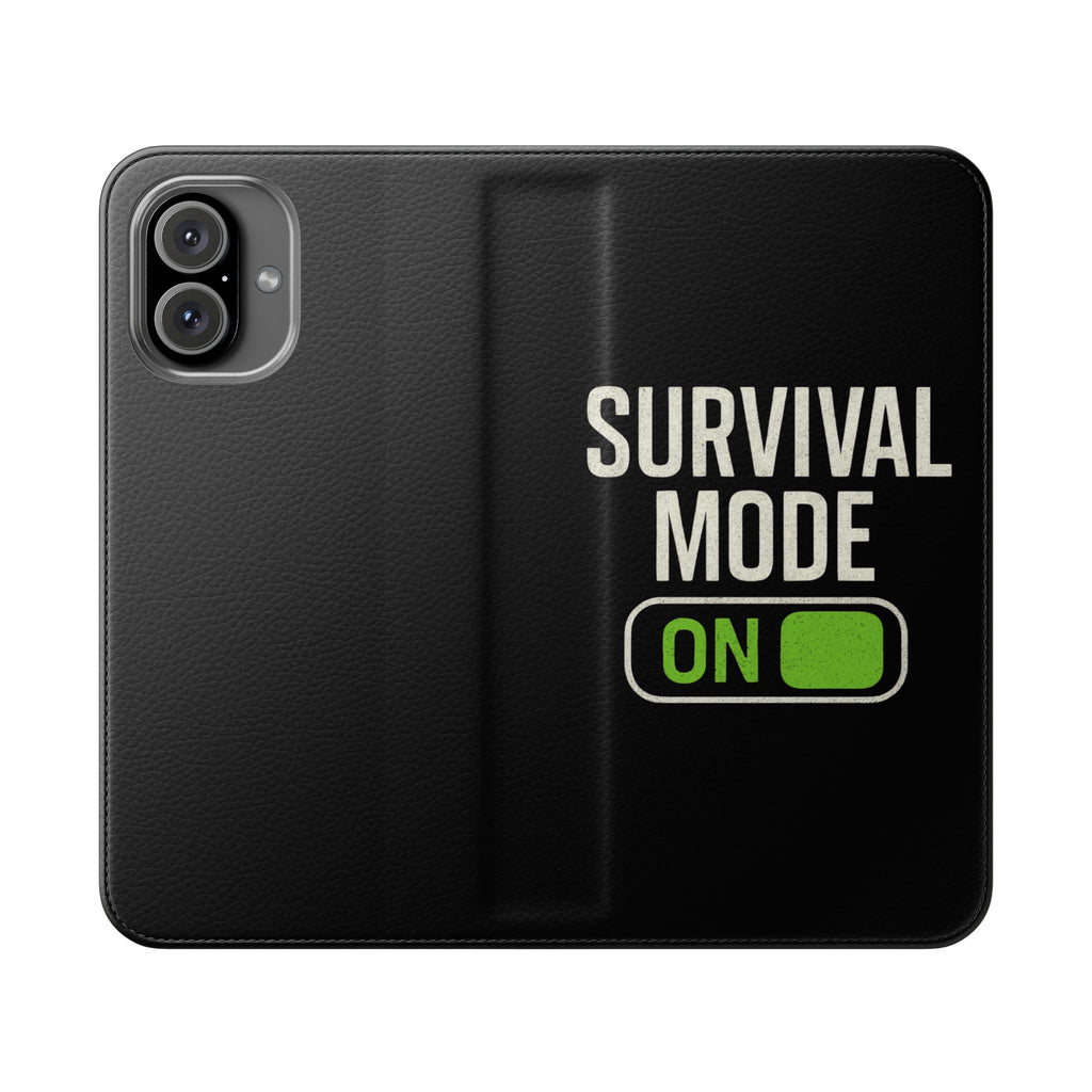 Survival Mode On Flip Phone Case — Wallet Flip Case with 'Survival Mode' Design