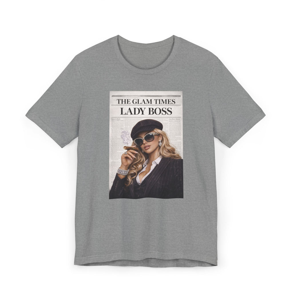 Lady Boss Graphic T-Shirt — 'The Glam Times' Vintage Newspaper Design