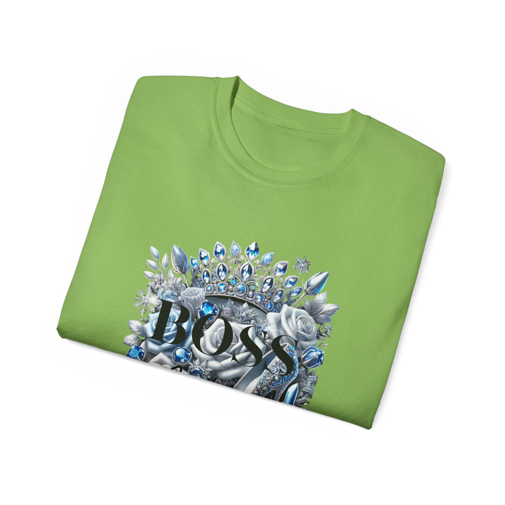 Boss Lady Tee — Women's Empowerment Graphic T‑Shirt (Crown & Roses Design)