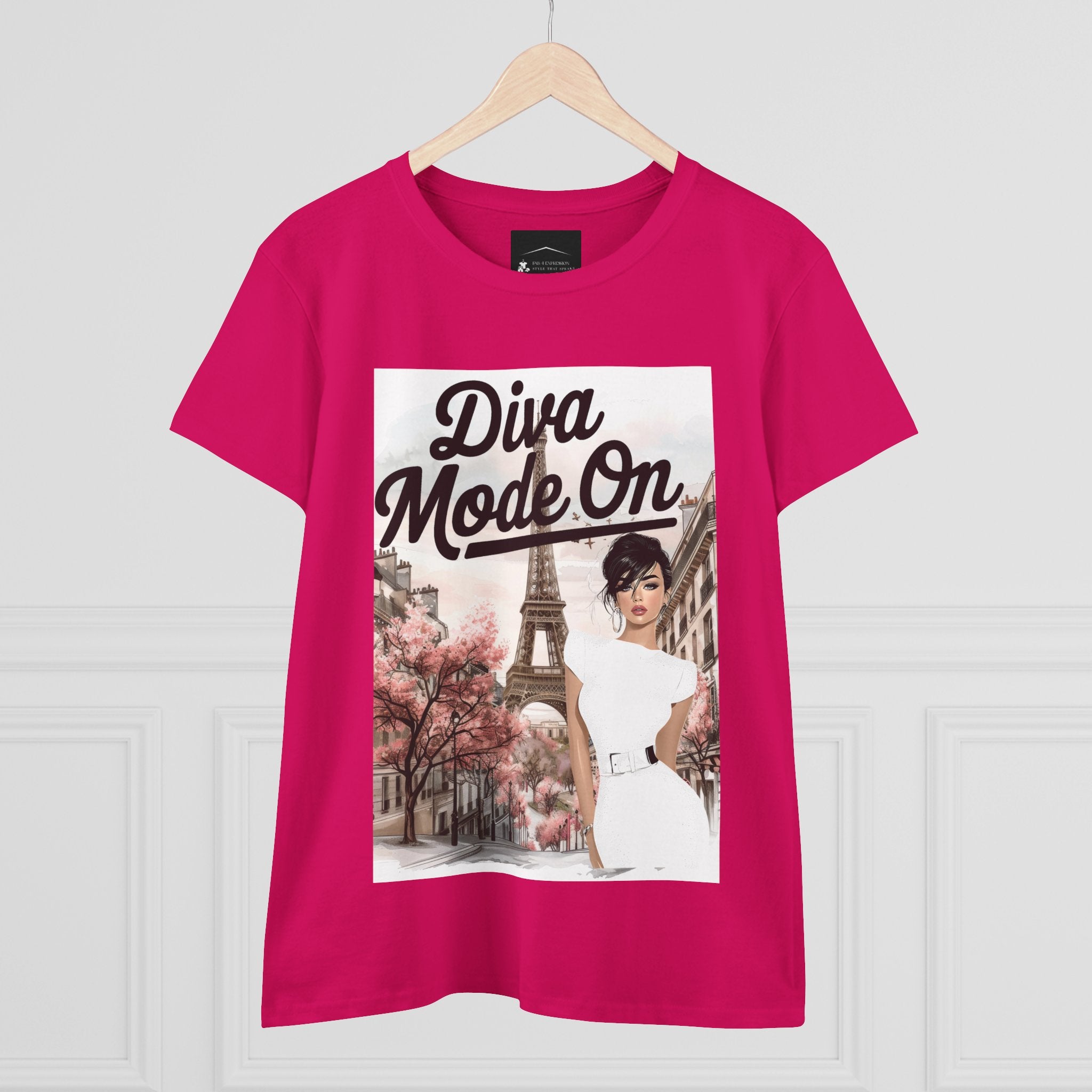 Diva Mode On Tee — Paris Chic Women's Graphic T‑Shirt