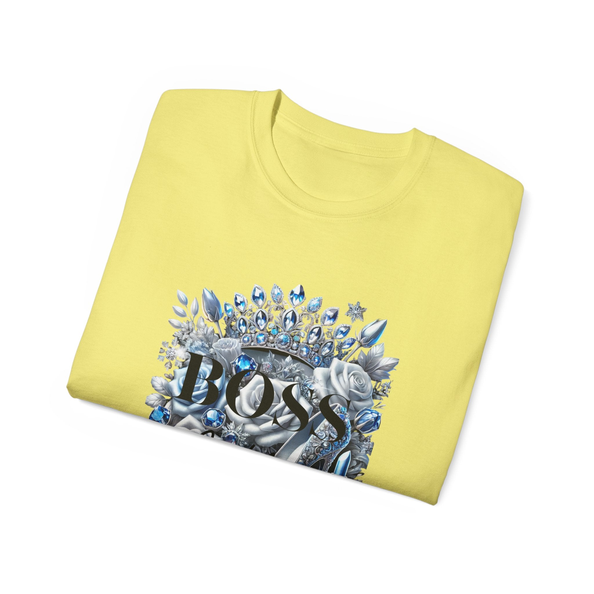 Boss Lady Tee — Women's Empowerment Graphic T‑Shirt (Crown & Roses Design)