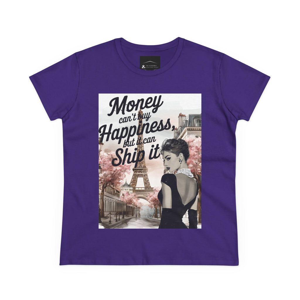 Parisian Audrey Hepburn Tee — "Money Can't Buy Happiness, But I Can Ship It" Women's T‑Shirt