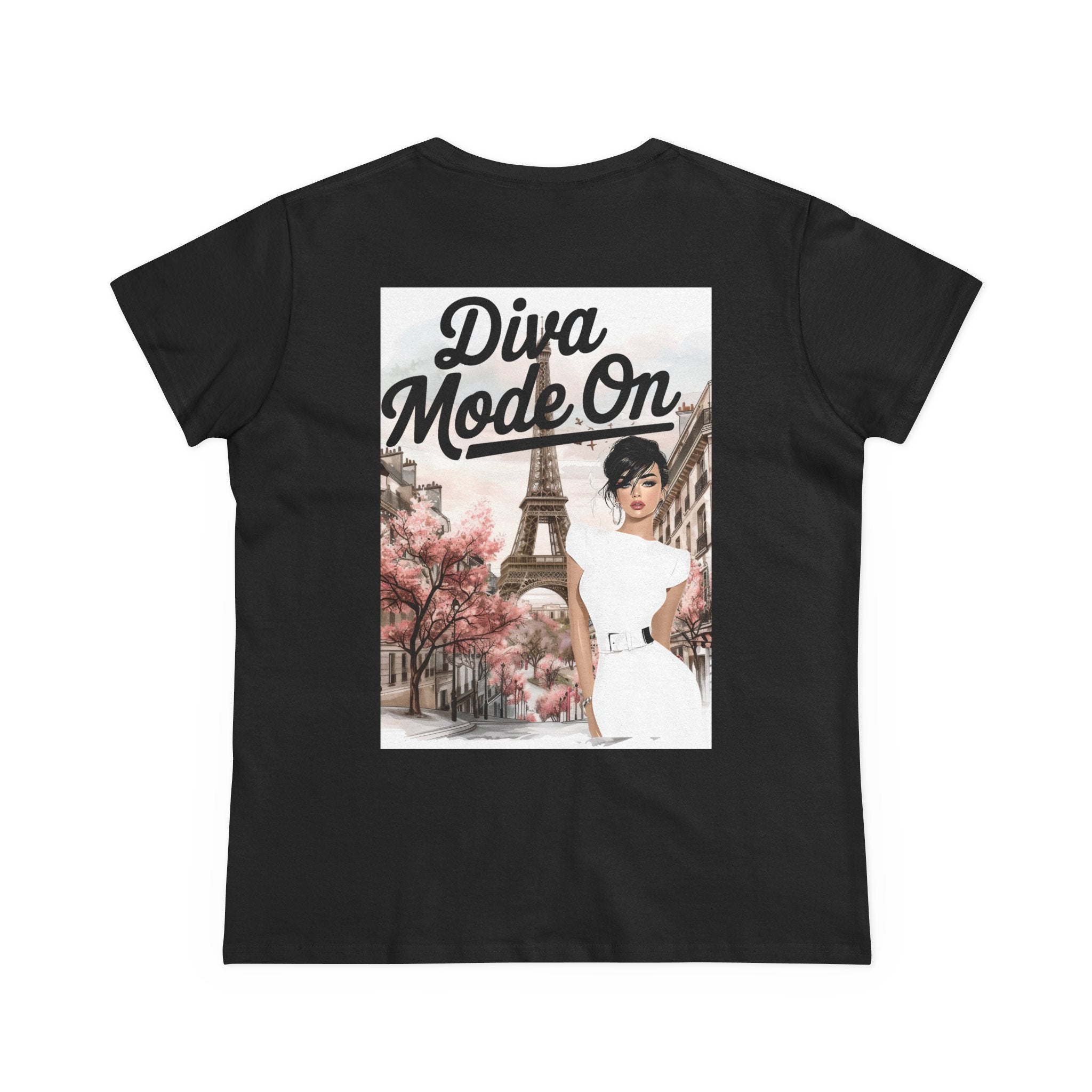 Diva Mode On Tee — Paris Chic Women's Graphic T‑Shirt