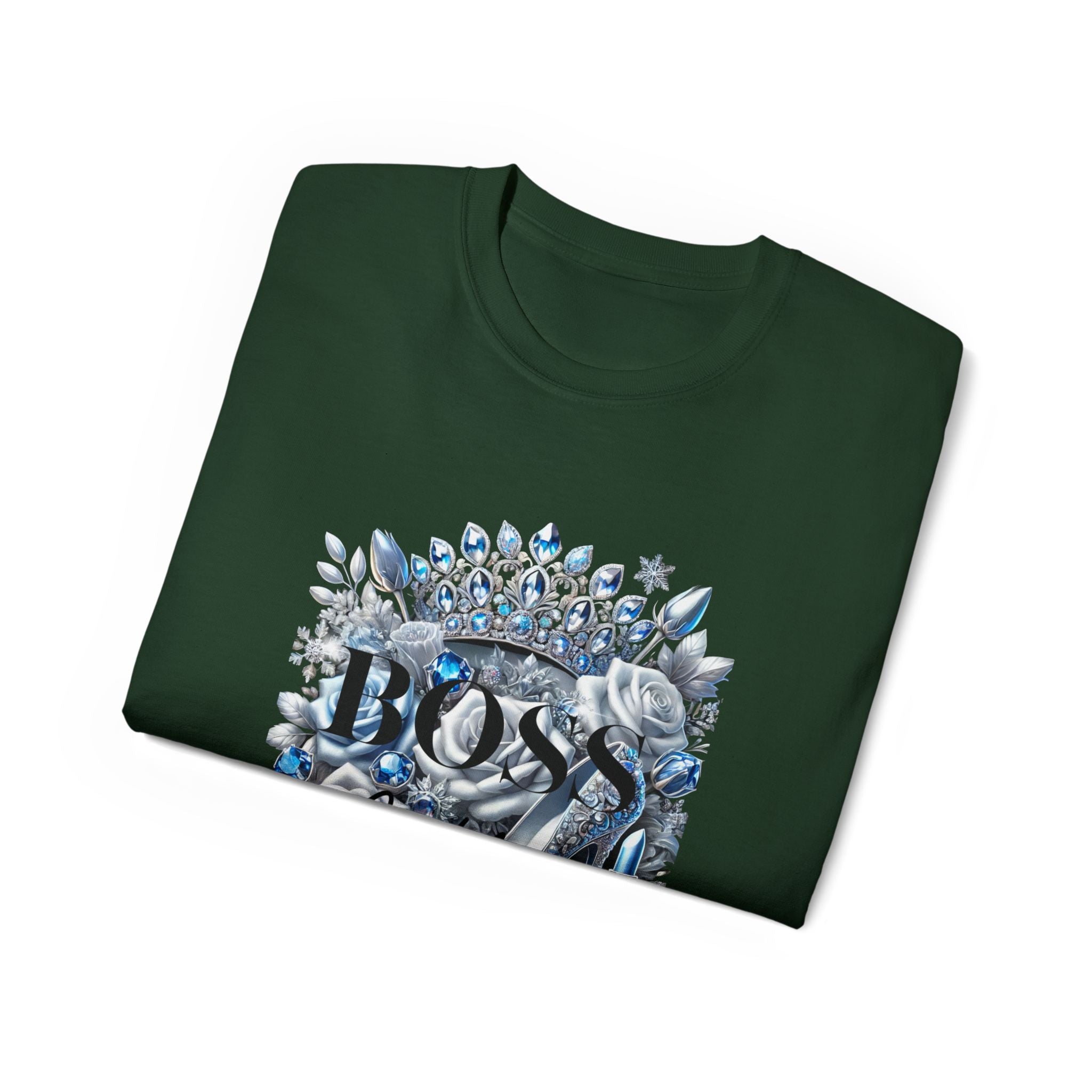 Boss Lady Tee — Women's Empowerment Graphic T‑Shirt (Crown & Roses Design)