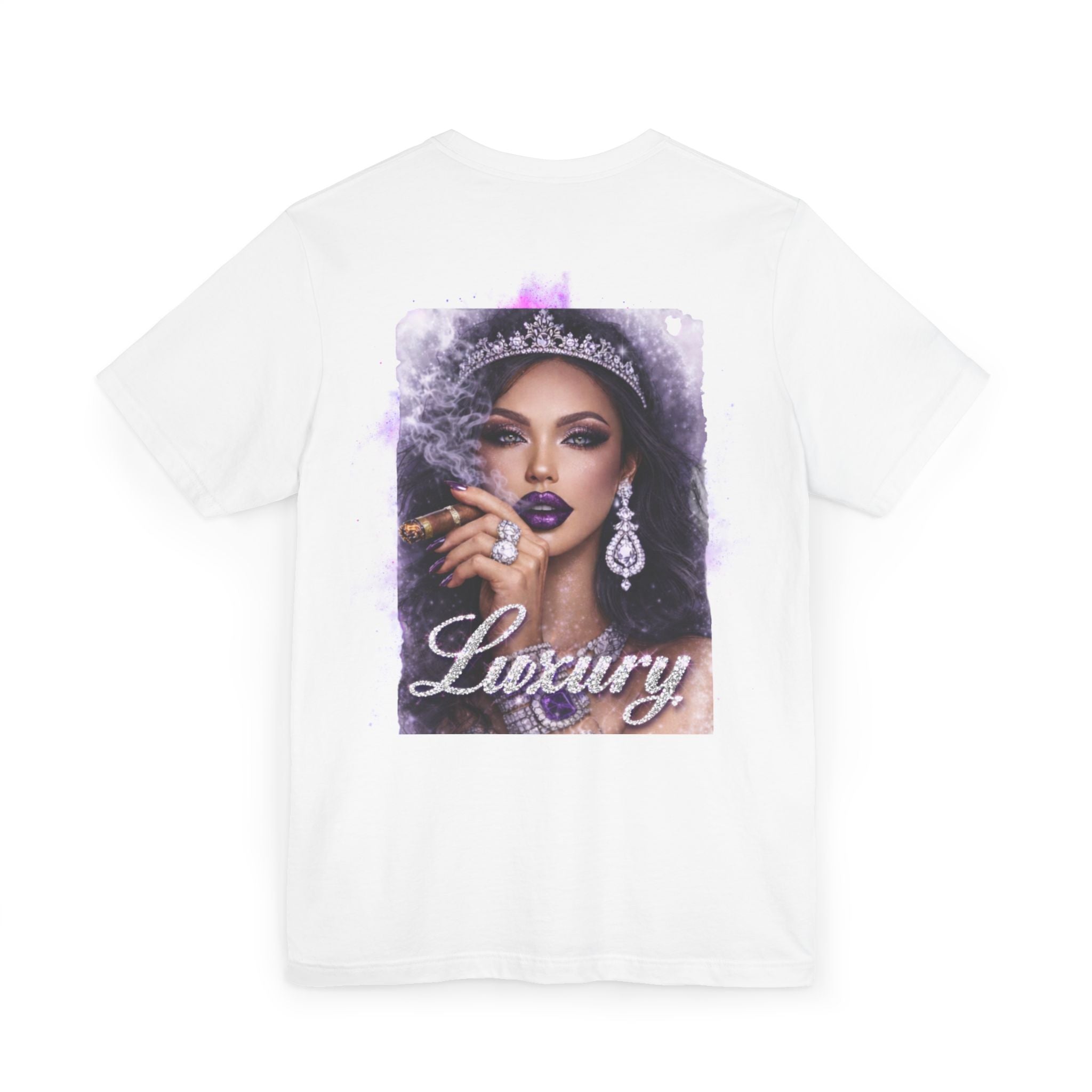 Luxury Queen T-Shirt — Glam Portrait Tee with 'Luxury' Script