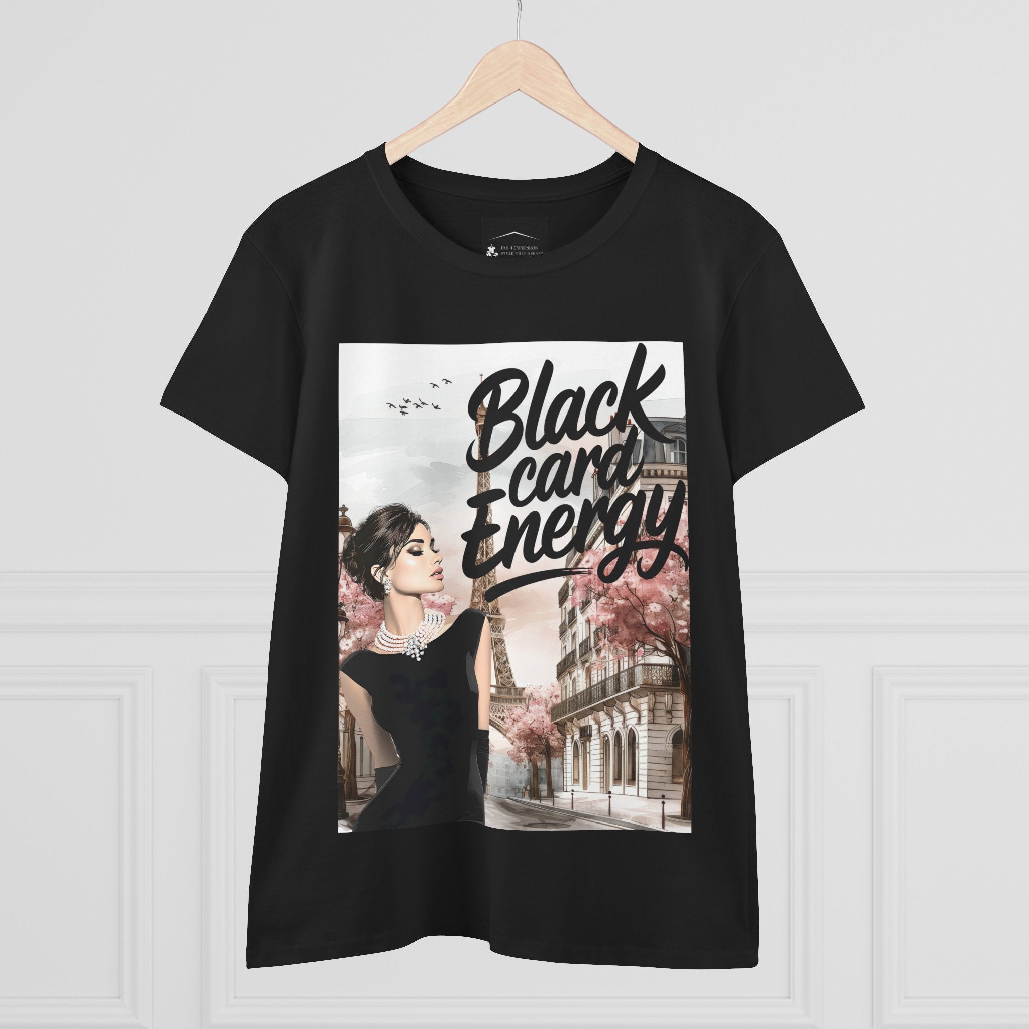 Black Card Energy Women's Tee — Vintage Glam Graphic T-Shirt