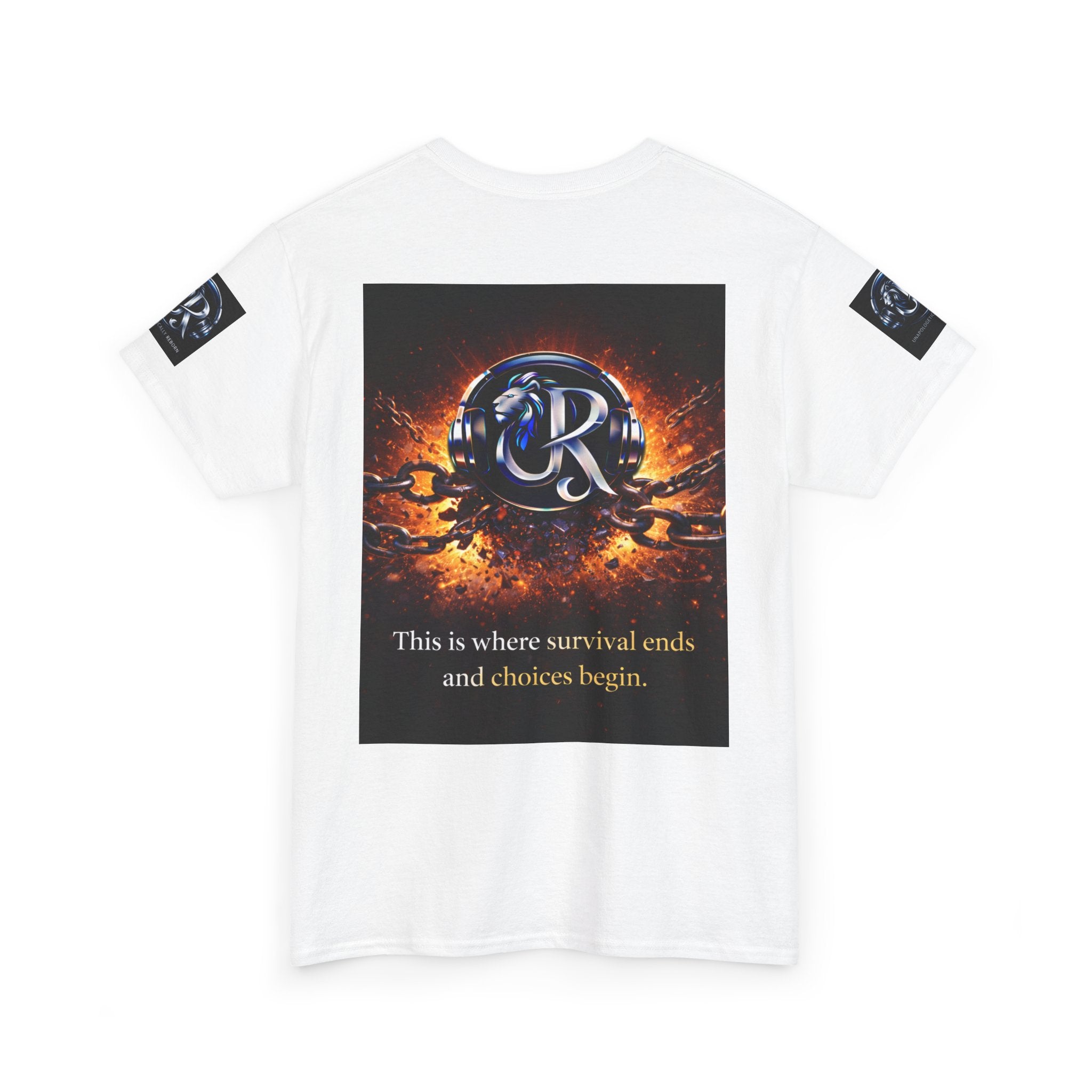 Graphic Tee — 'This is where survival ends and choices begin' Emblem