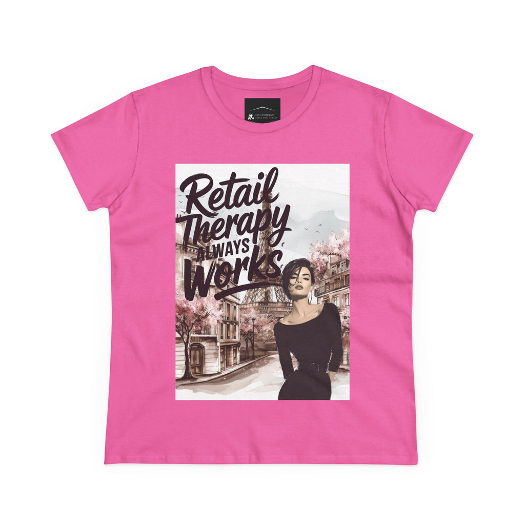 Retail Therapy T-Shirt — "Retail Therapy Always Works" Women's Graphic Tee