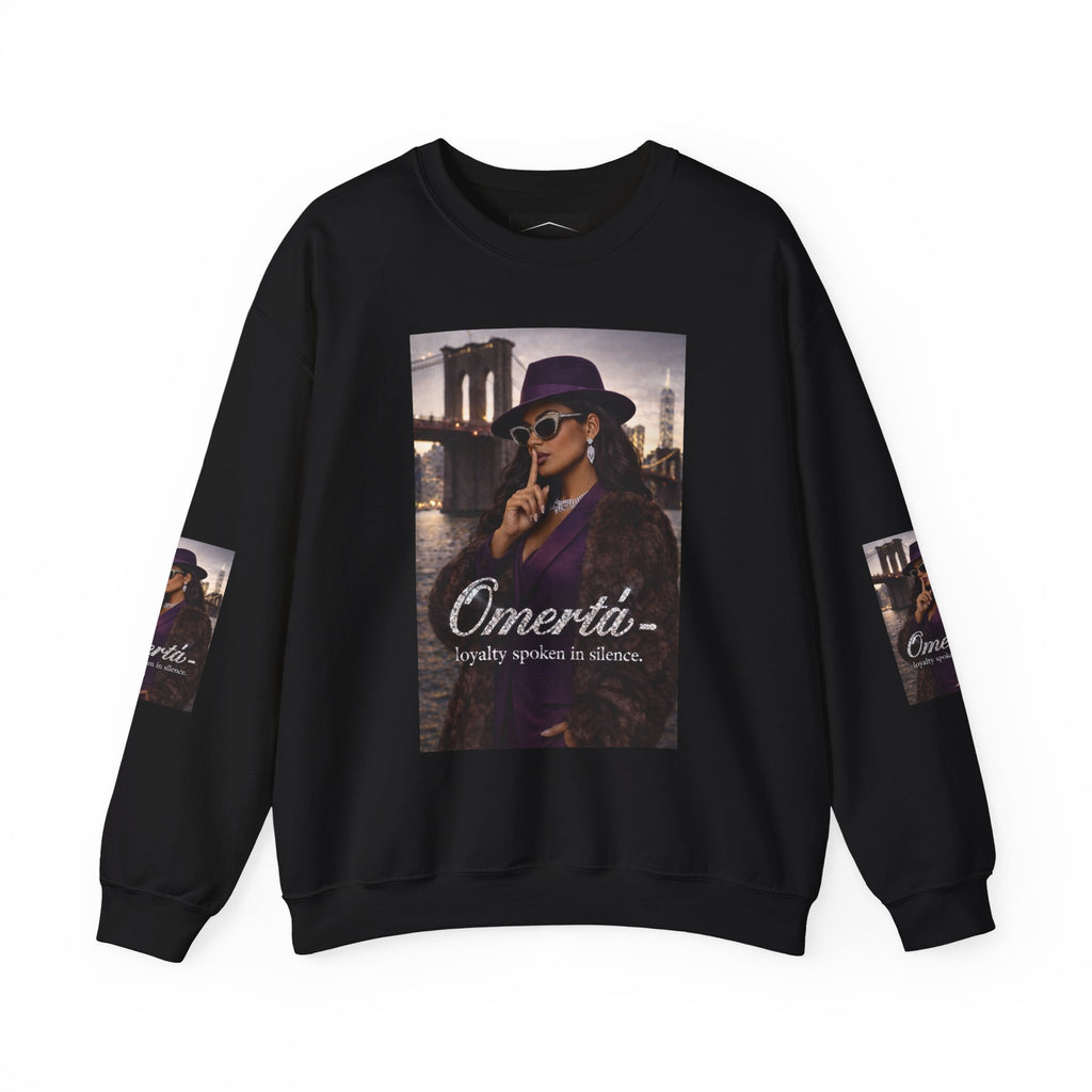 Omertà Crewneck Sweatshirt – Vintage Noir Graphic Crewneck Sale ends 02/15/26