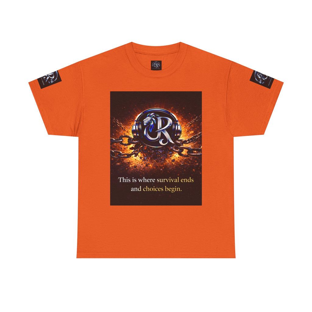 Graphic Tee — 'This is where survival ends and choices begin' Emblem