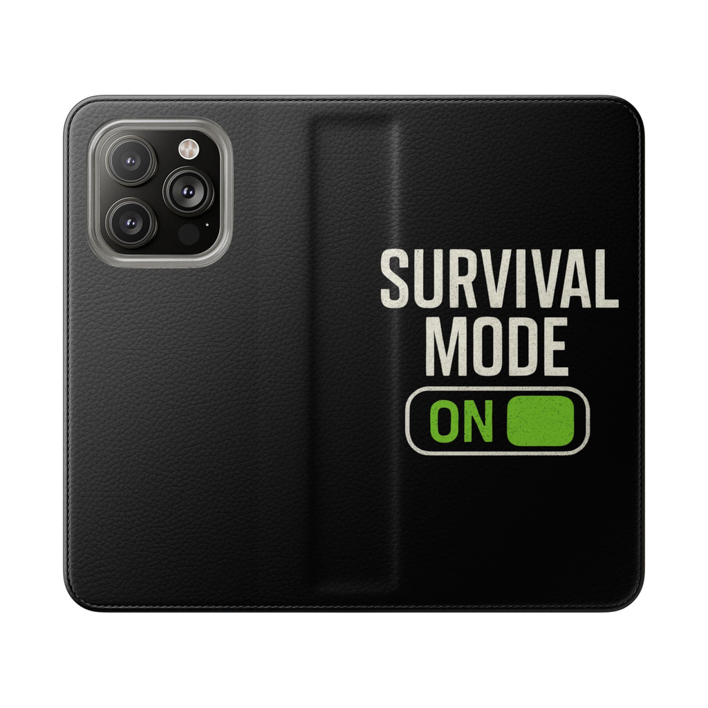 Survival Mode On Flip Phone Case — Wallet Flip Case with 'Survival Mode' Design
