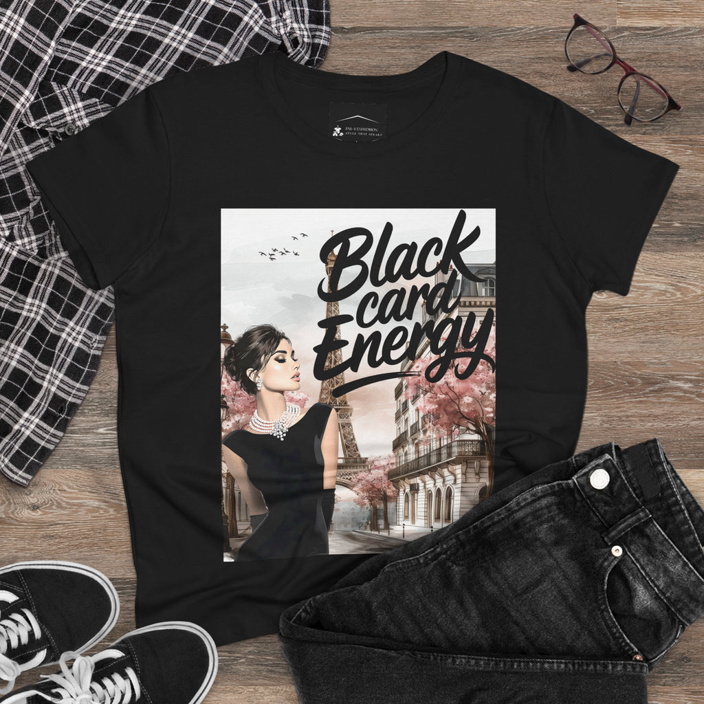 Black Card Energy Women's Tee — Vintage Glam Graphic T-Shirt
