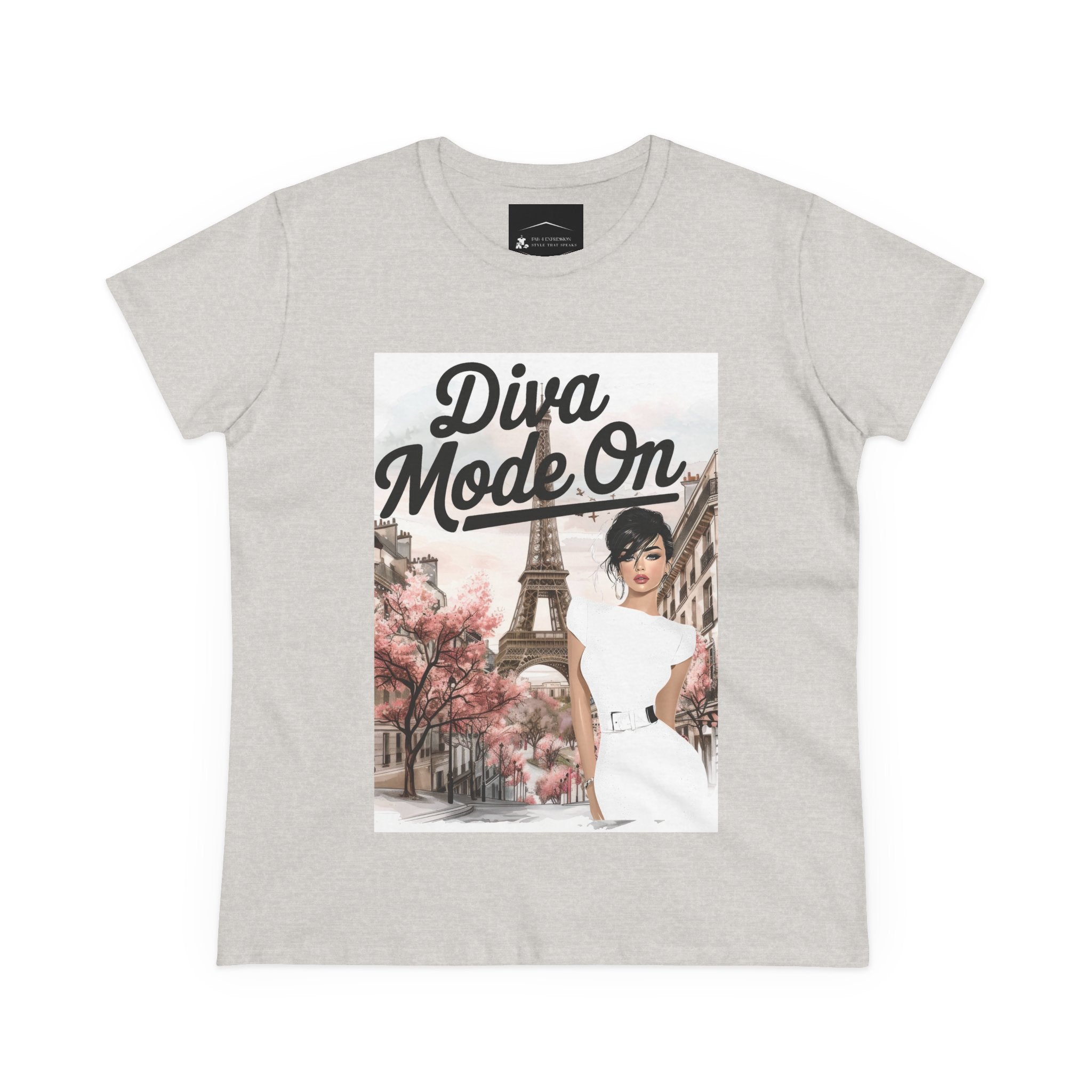 Diva Mode On Tee — Paris Chic Women's Graphic T‑Shirt