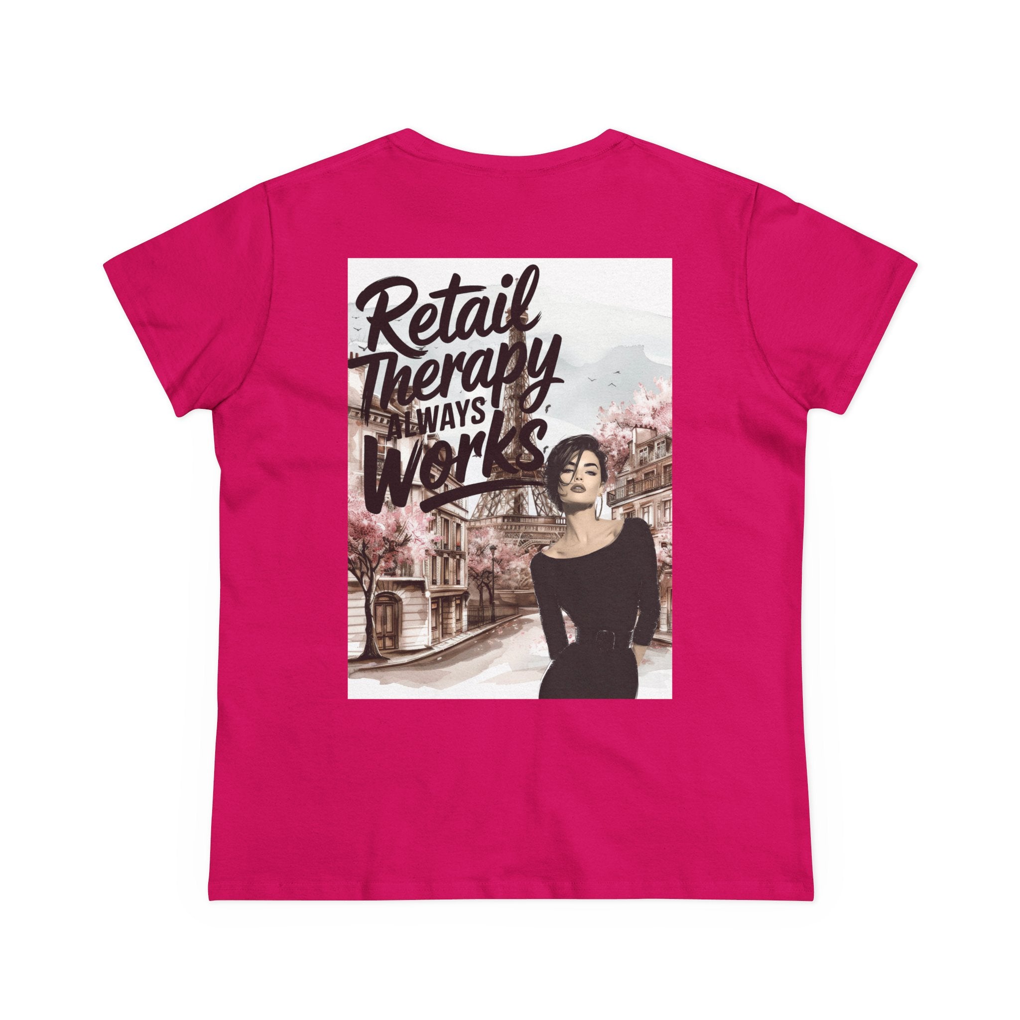 Retail Therapy T-Shirt — "Retail Therapy Always Works" Women's Graphic Tee