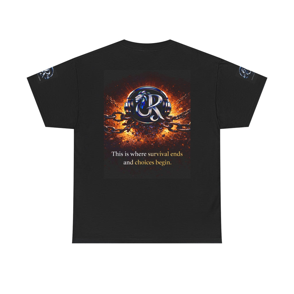 Graphic Tee — 'This is where survival ends and choices begin' Emblem