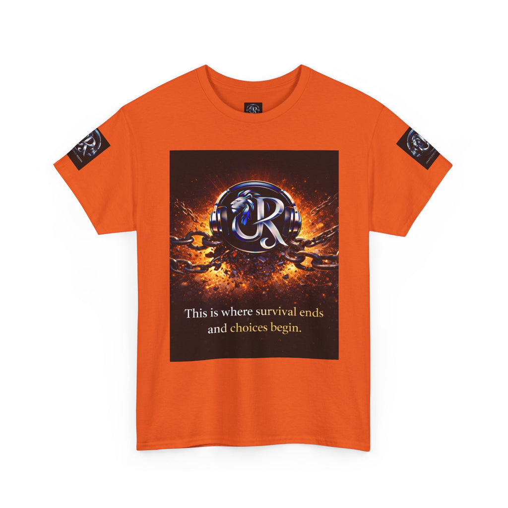 Graphic Tee — 'This is where survival ends and choices begin' Emblem