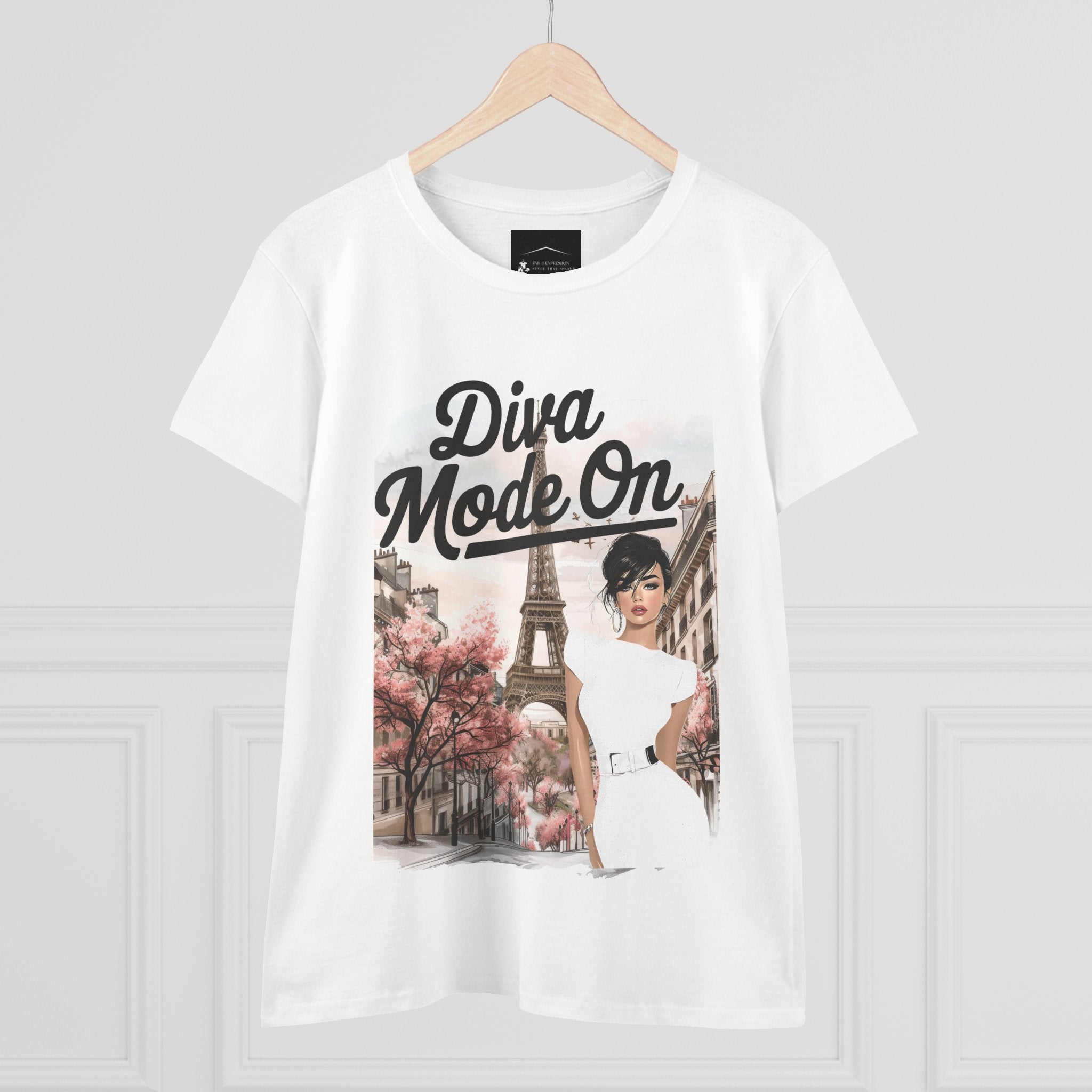 Diva Mode On Tee — Paris Chic Women's Graphic T‑Shirt