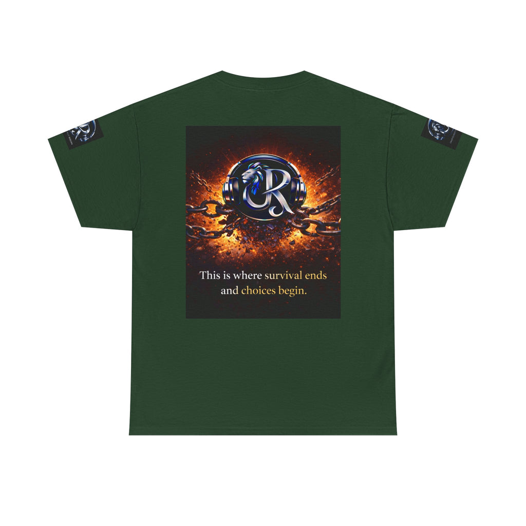 Graphic Tee — 'This is where survival ends and choices begin' Emblem