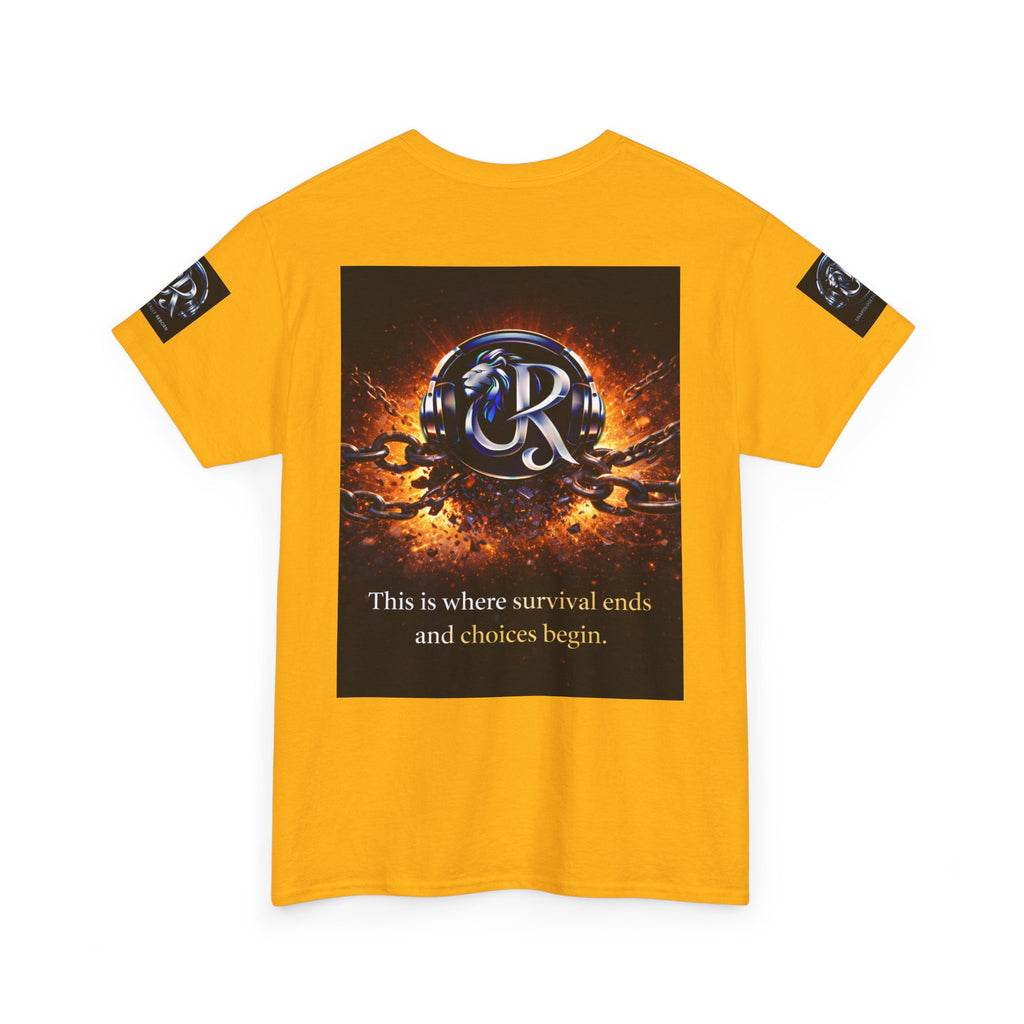 Graphic Tee — 'This is where survival ends and choices begin' Emblem