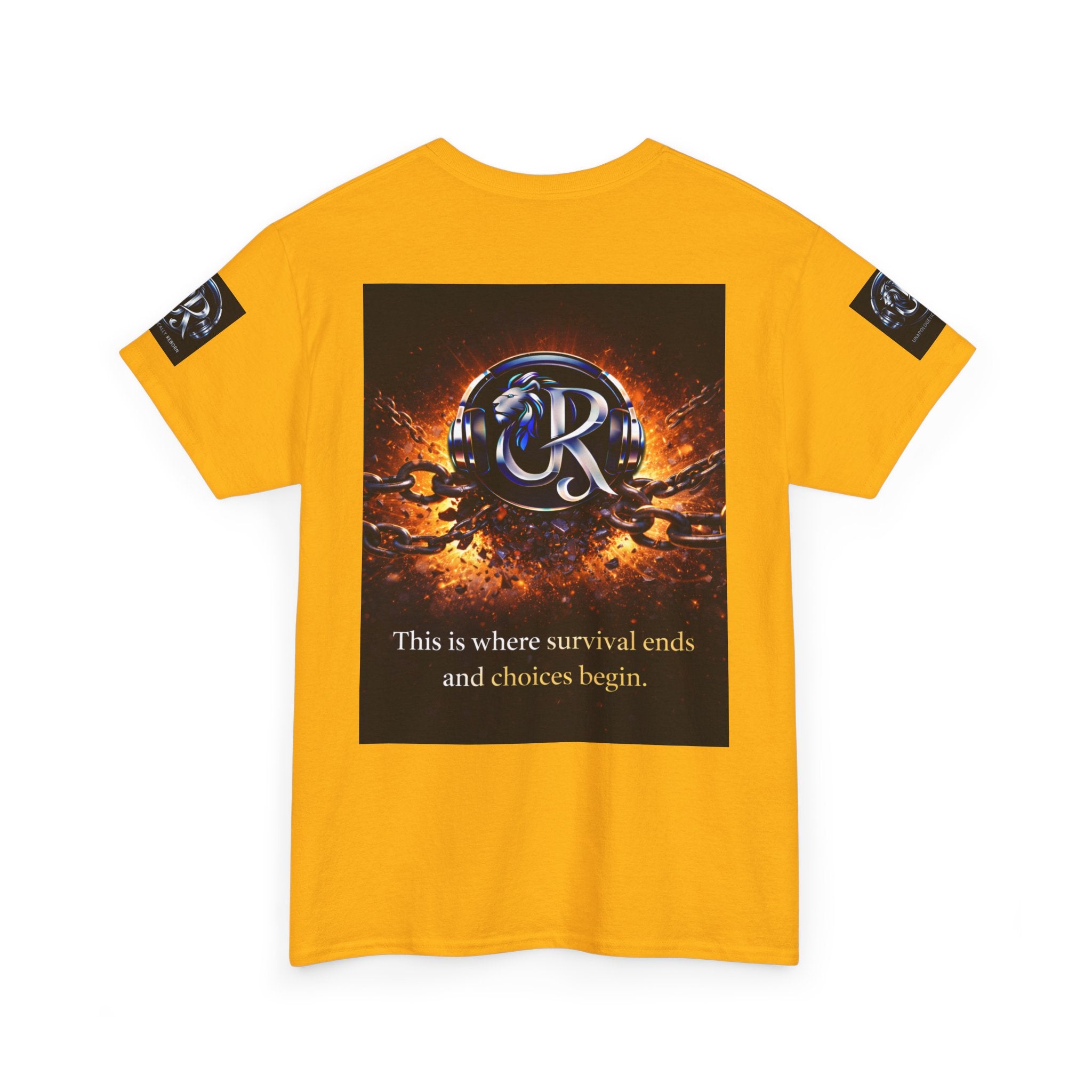 Graphic Tee — 'This is where survival ends and choices begin' Emblem