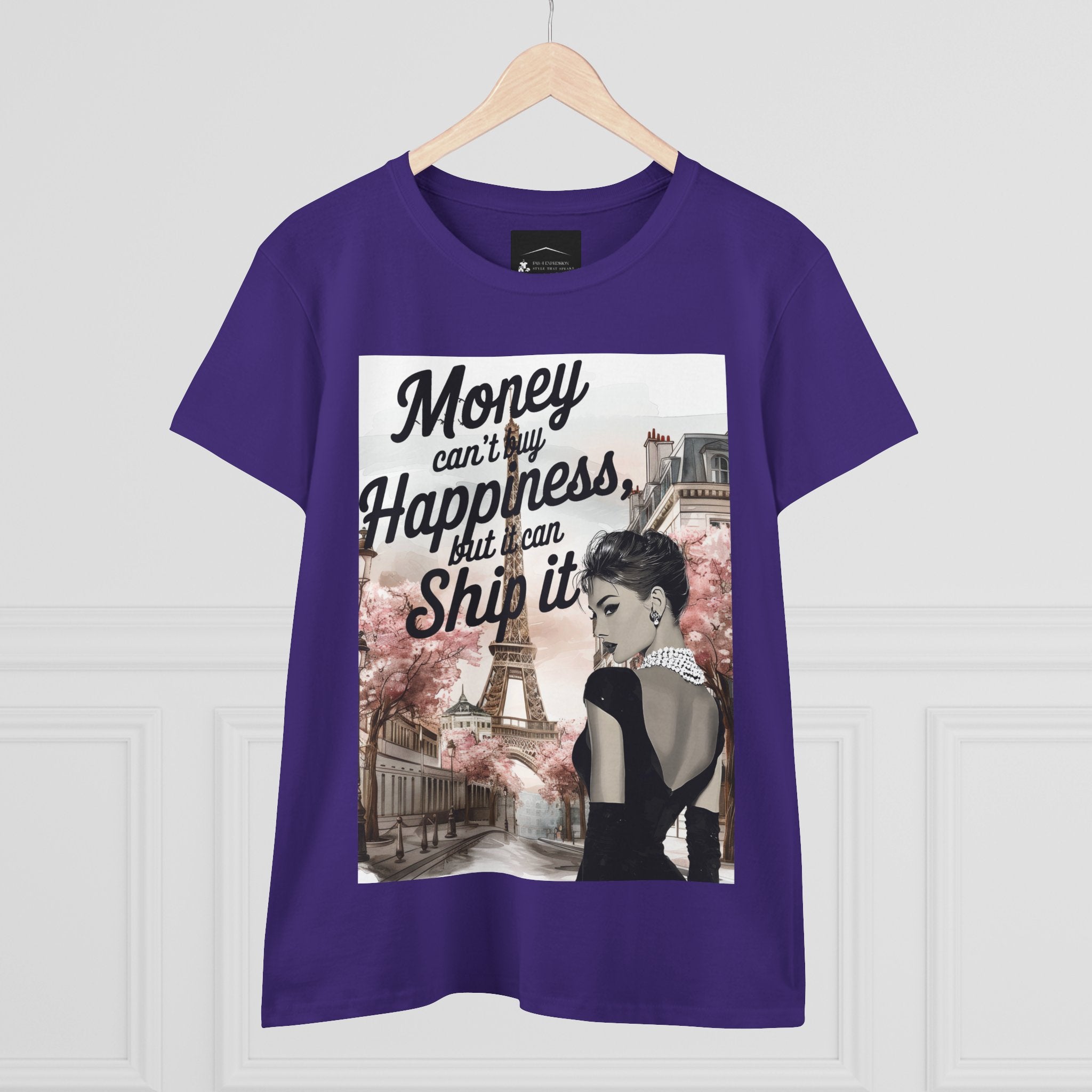 Parisian Audrey Hepburn Tee — "Money Can't Buy Happiness, But I Can Ship It" Women's T‑Shirt